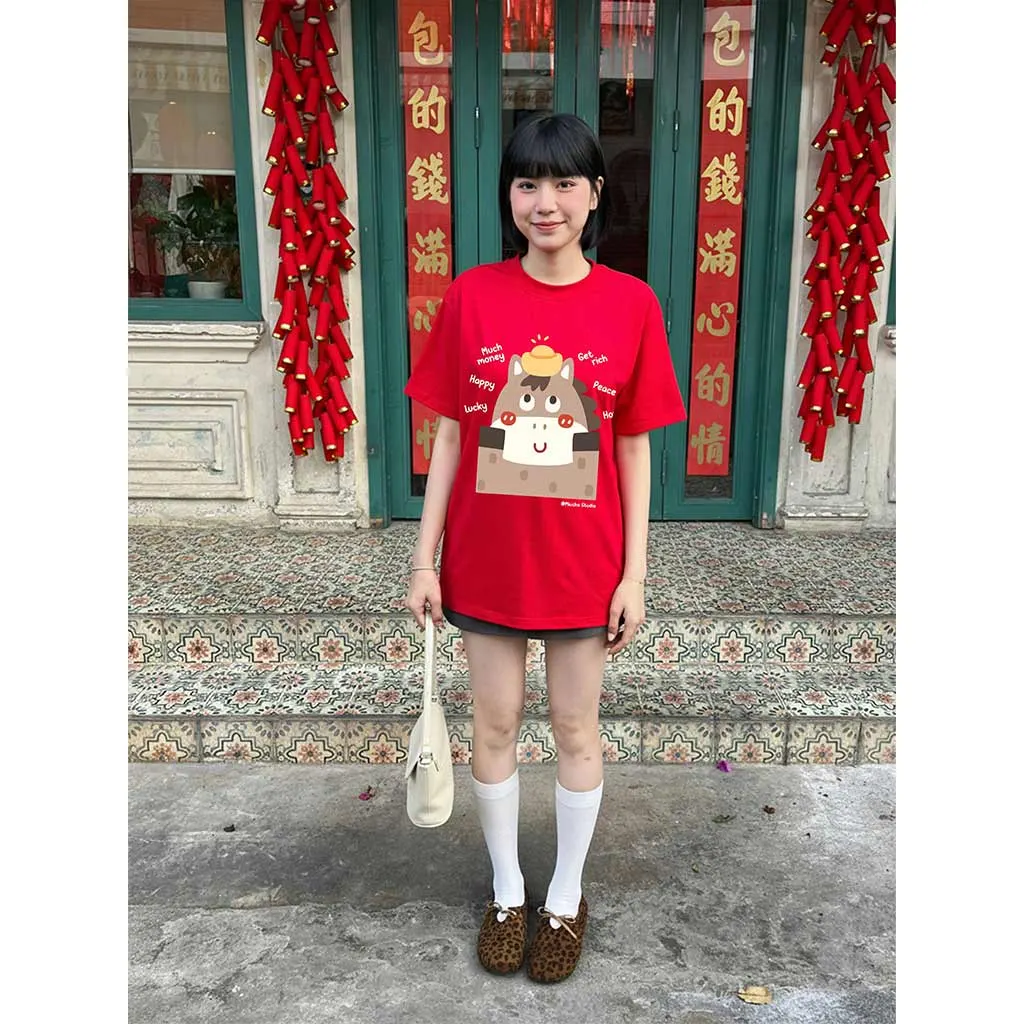 Áo thun form rộng Miucho vải dày dặn thoáng mát tôn dáng chú ngựa ngây ngô in mix 2910_thumbnail_2