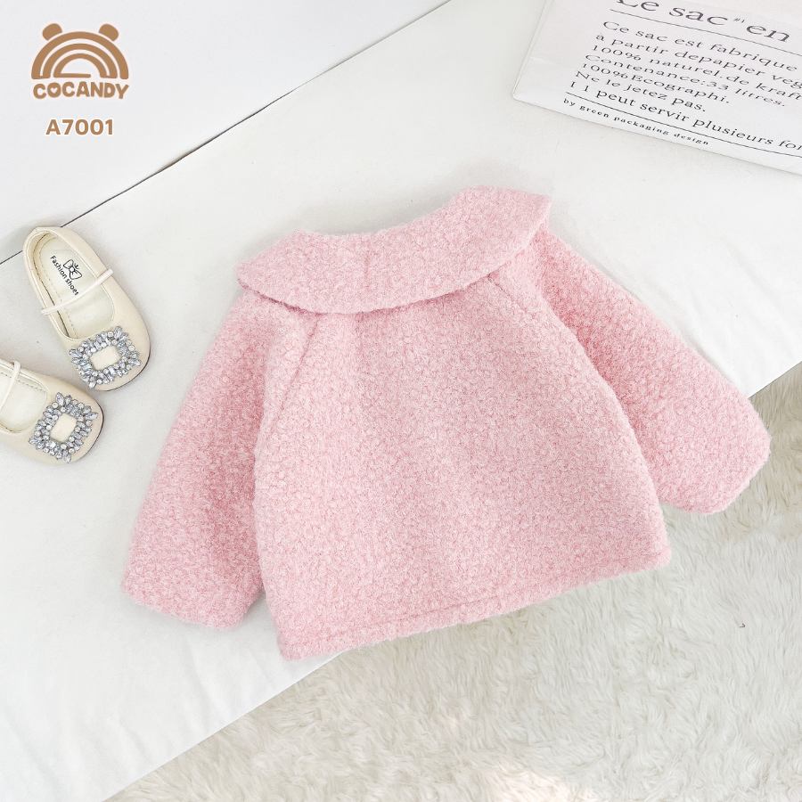 Áo khoác lông HỒNG phối nơ TRẮNG_thumbnail_1