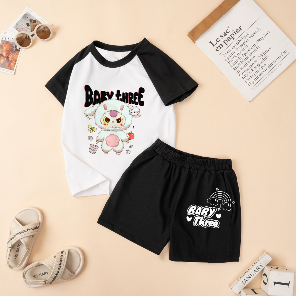 Bộ đồ bé gái phối màu in hình 'Baby Three' - Loza Kids FB273_thumbnail_1