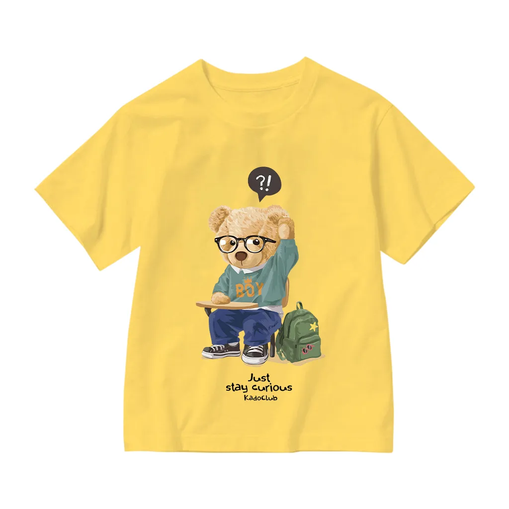 Áo thun bé trai Gấu Teddy học bài Kado vải cotton thoáng mát form rộng nhiều màu 2922_thumbnail_0