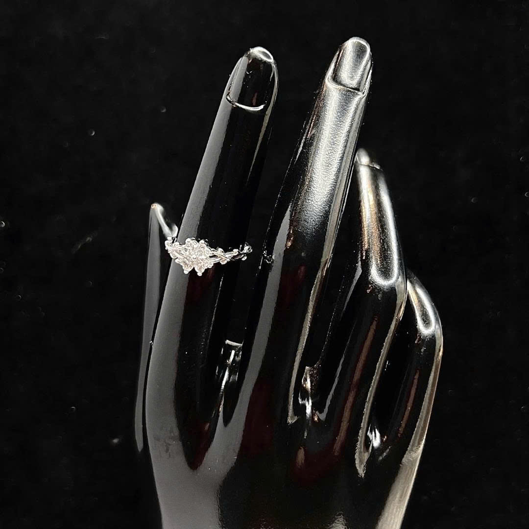 nhẫn kiểu bạc xi kim cỏ 4 lá size 6