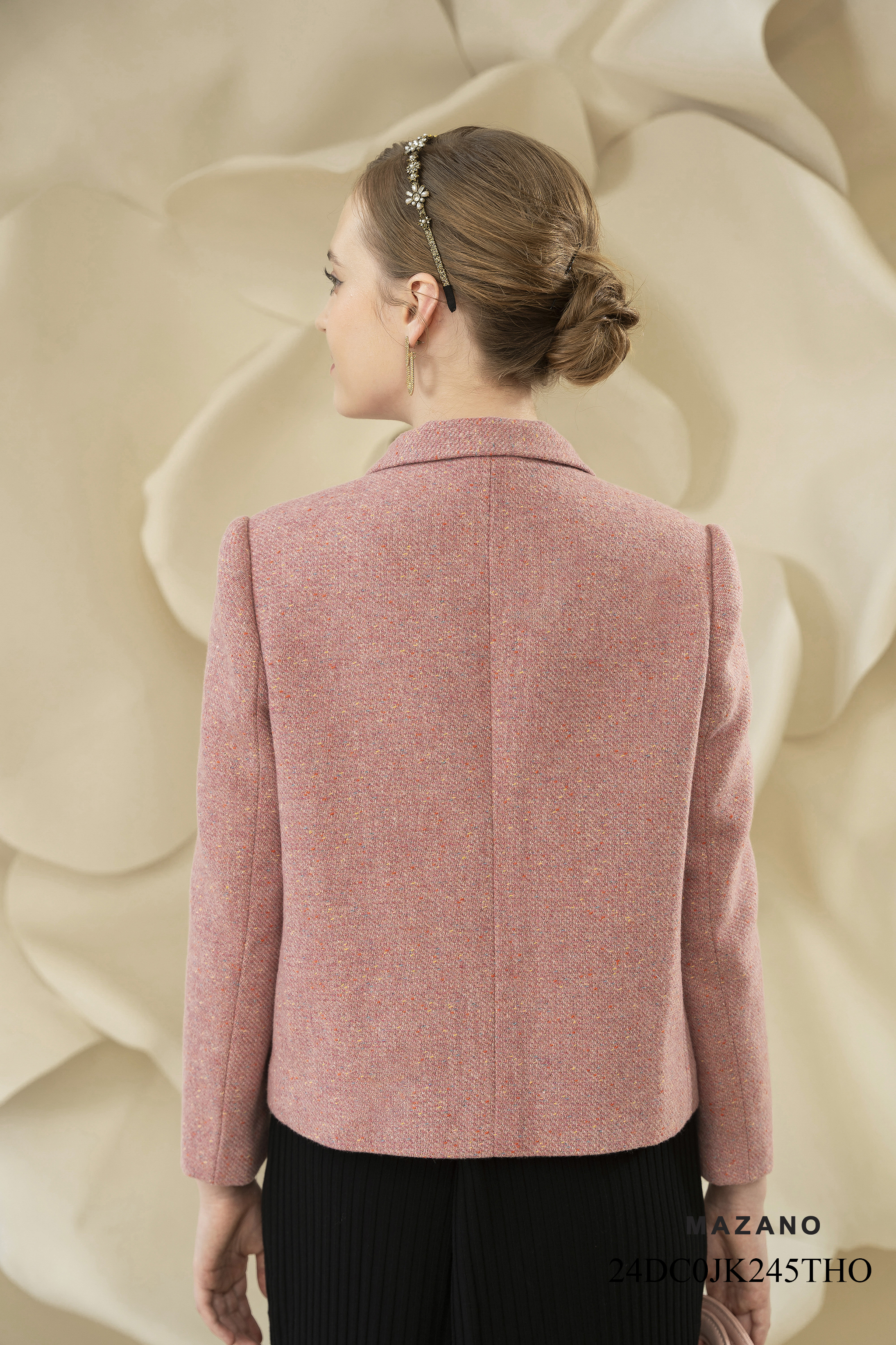 Áo khoác ngắn Suông Vải dạ len cao cấp  Dài dưới eo JK245THO_thumbnail_2