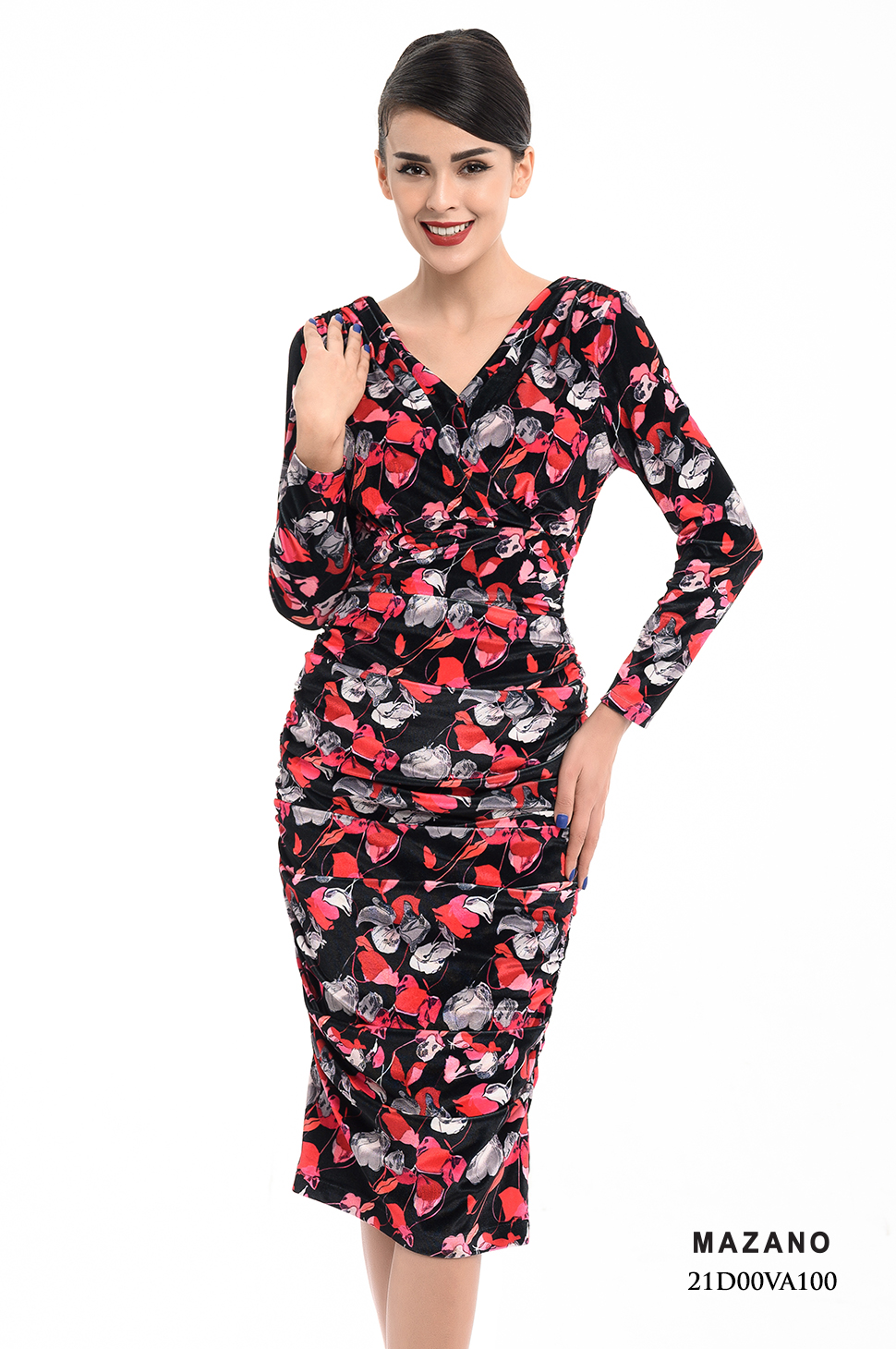 Đầm nhung họa tiết ôm xếp ly_thumbnail_0