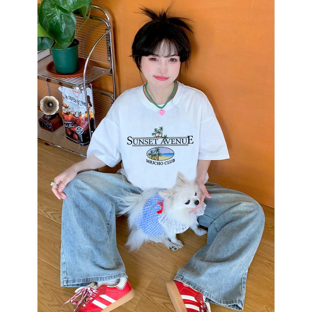 Áo thun form rộng unisex đi biển mùa hè xinh xắn ATD1035 Miucho tay lỡ cổ tròn in mix_thumbnail_5