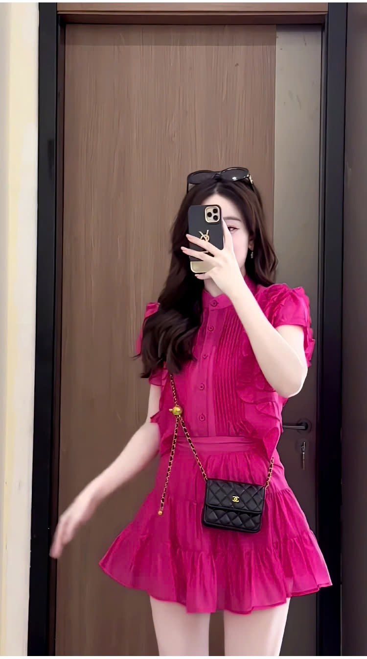 15108-Set áo chân váy hồng tiểu thư ( voan bọt, lót lụa)_thumbnail_0