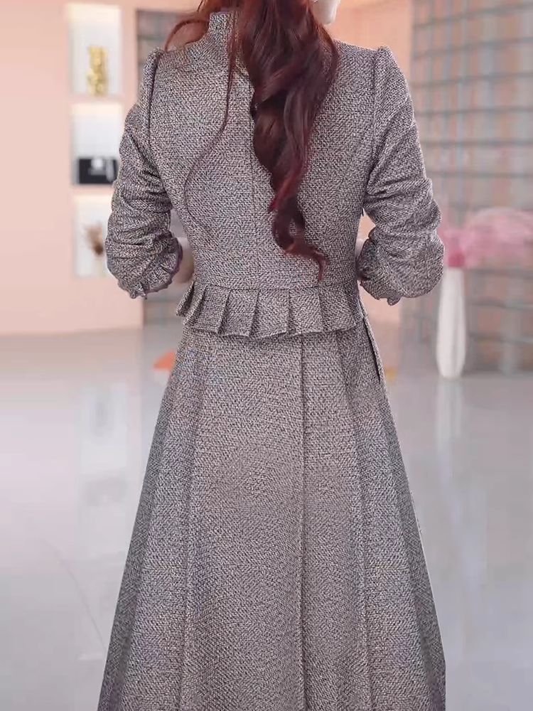 15095-Đầm xòe A dáng  peplum kết hoa bên vai ( bố ruby)_thumbnail_5