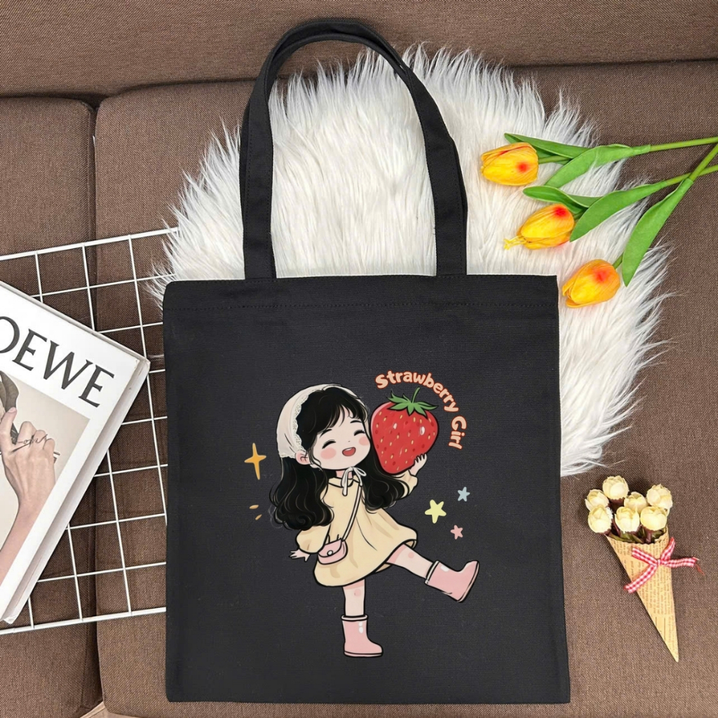 Túi tote vải canvas hình cô gái hottrend, đeo vai, có khoá kéo và ngăn phụ WE TEE - WTU04_thumbnail_8