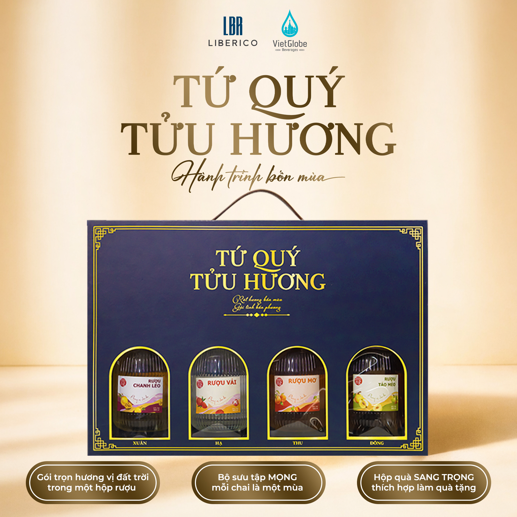 Hộp rượu Tứ Quý Tửu Hương