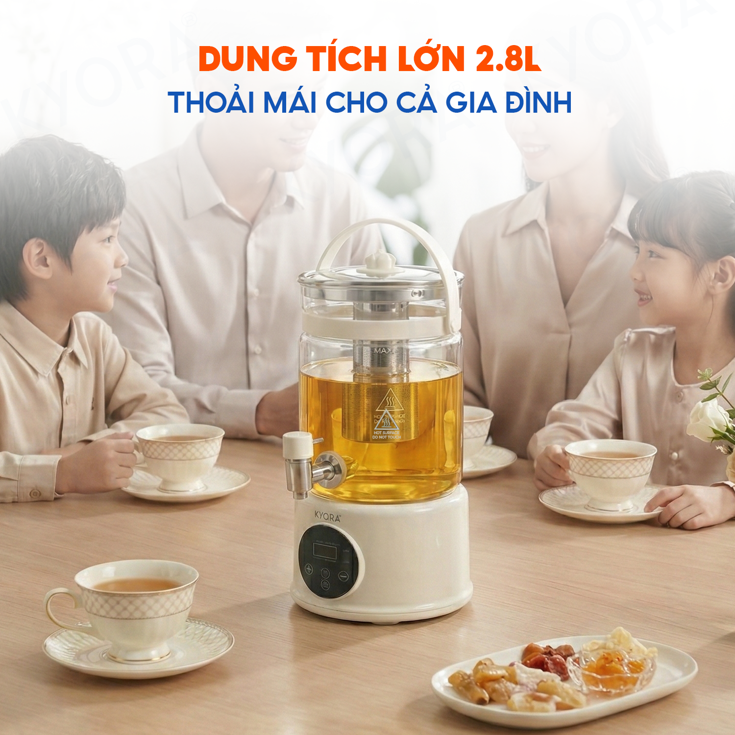 Ấm Đun Nước Giữ Nhiệt Đa Năng 8in1 Kyora 2.8L - 8 chức năng đun nấu - Giữ nhiệt 48H liên tục - Kèm lõi lọc trà_thumbnail_3