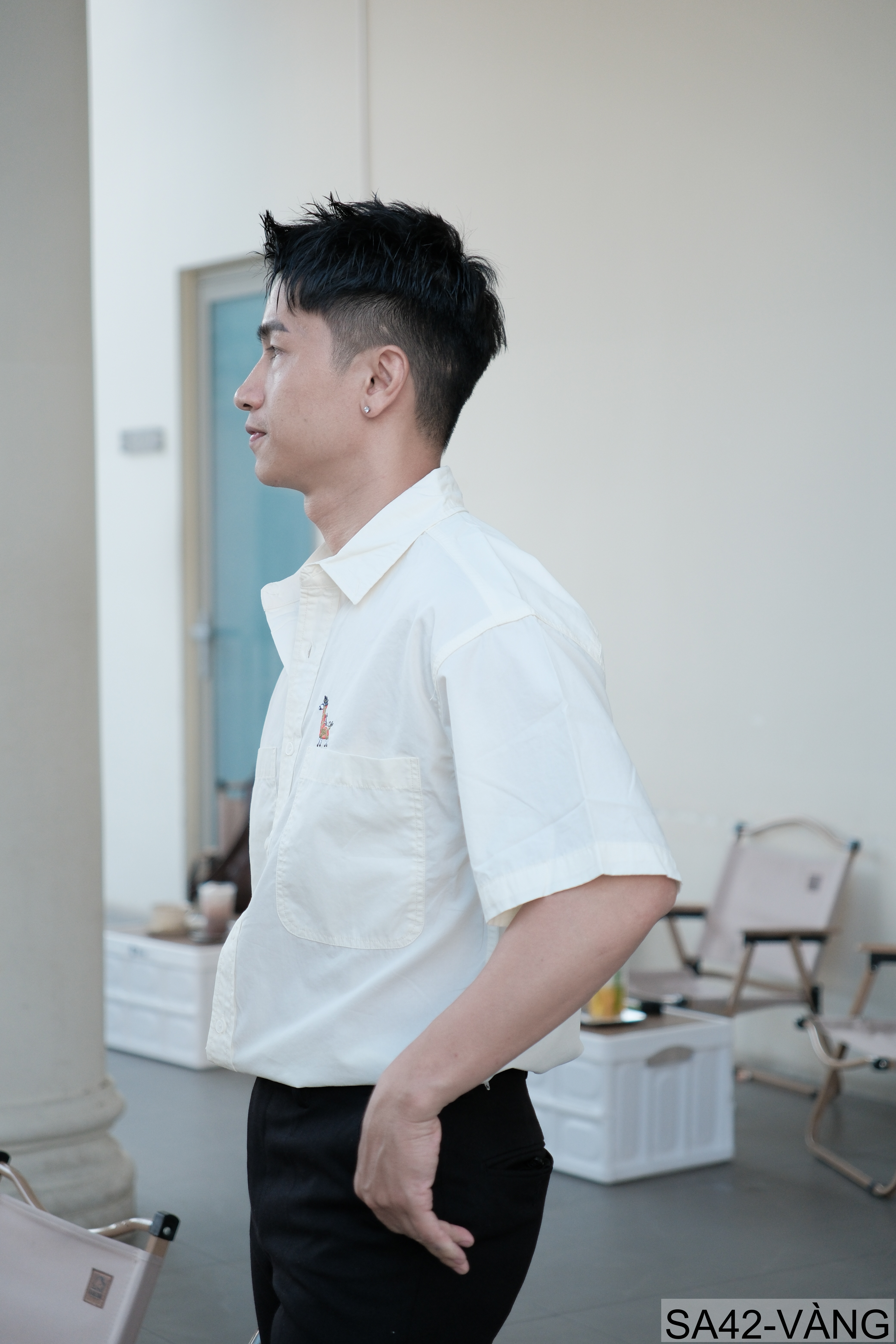 SA42 - Áo sơ mi nam ngắn tay phong cách Nhật, thêu hình hươu cao cổ, chất cotton thoáng mát_thumbnail_3