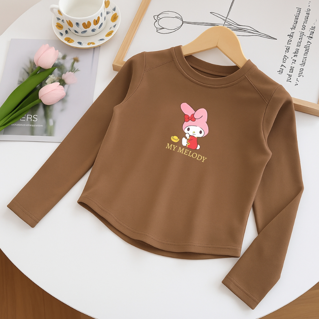 Áo thu đông cho bé gái in hình Hello Kitty, Melody  - Áo thun dài tay trẻ em-Loza Kids ON004_thumbnail_1