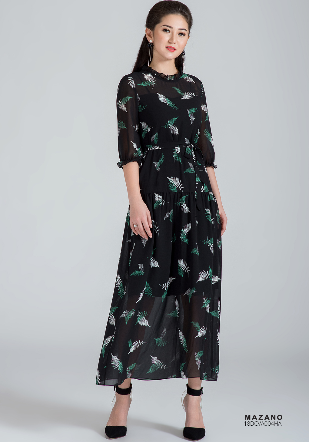 Váy họa tiết cổ bèo thắt nơ_thumbnail_0