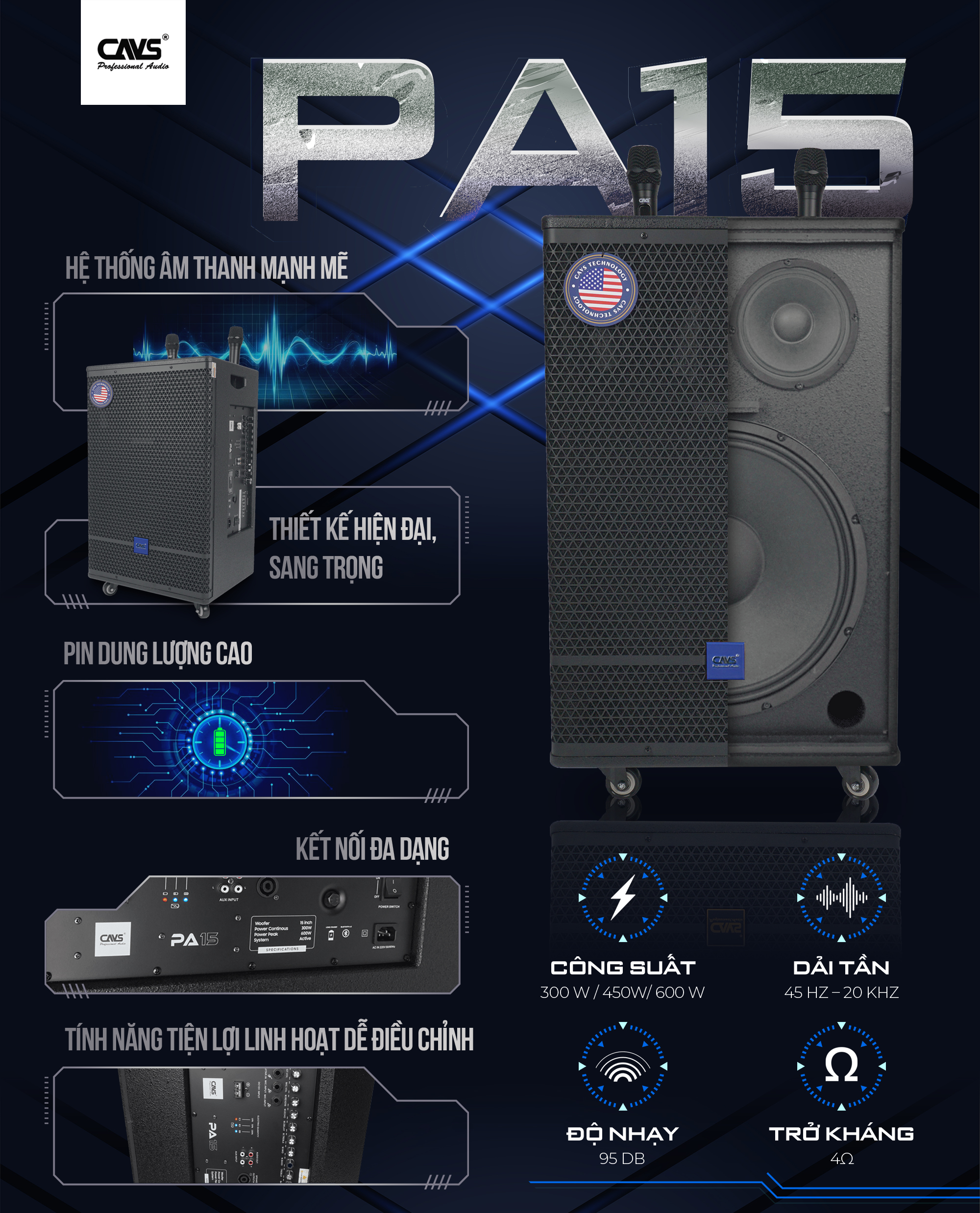 Loa di động CAVS PA15 Bass 40