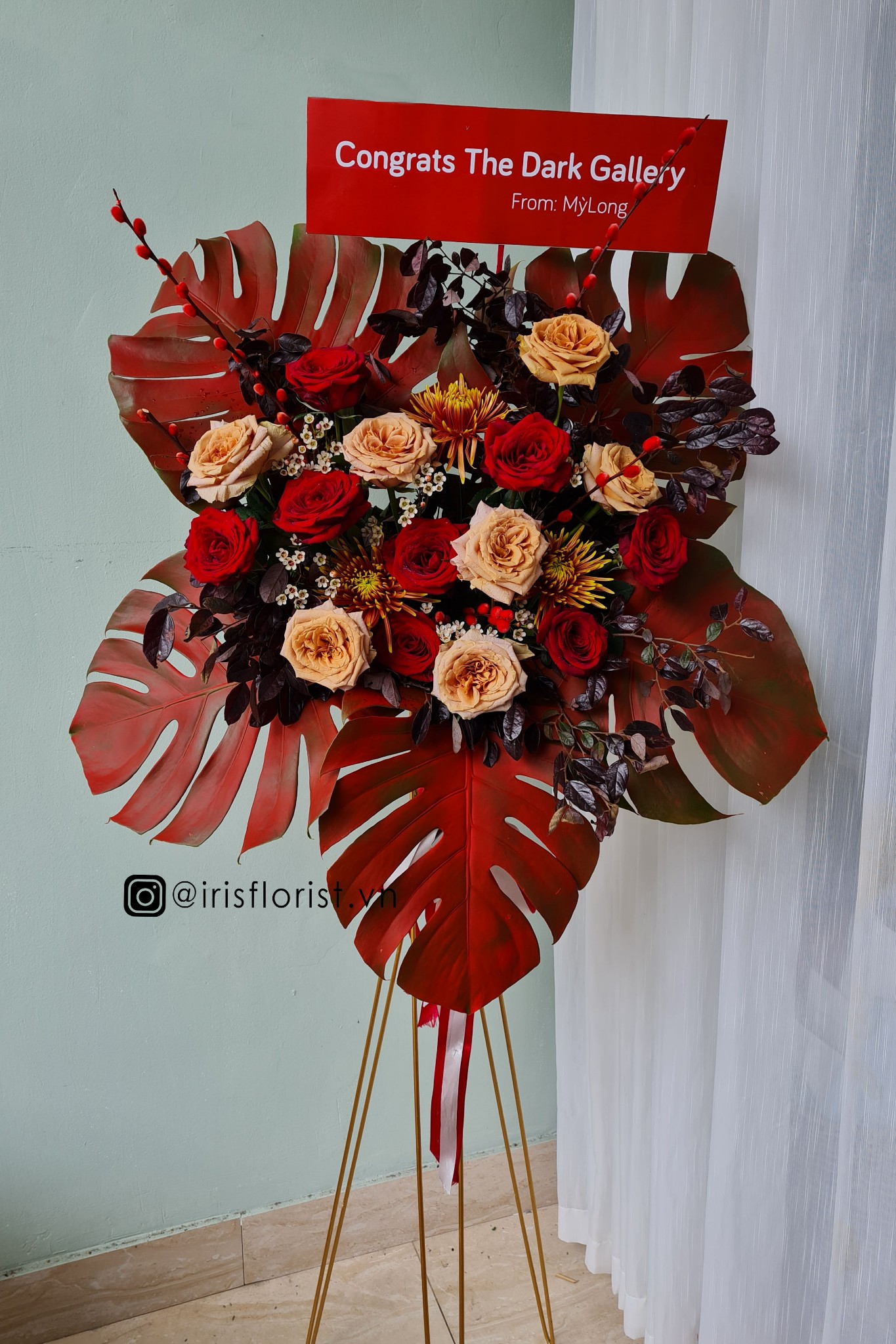 Kệ hoa khai trương - Vintage Tone Nâu Đỏ