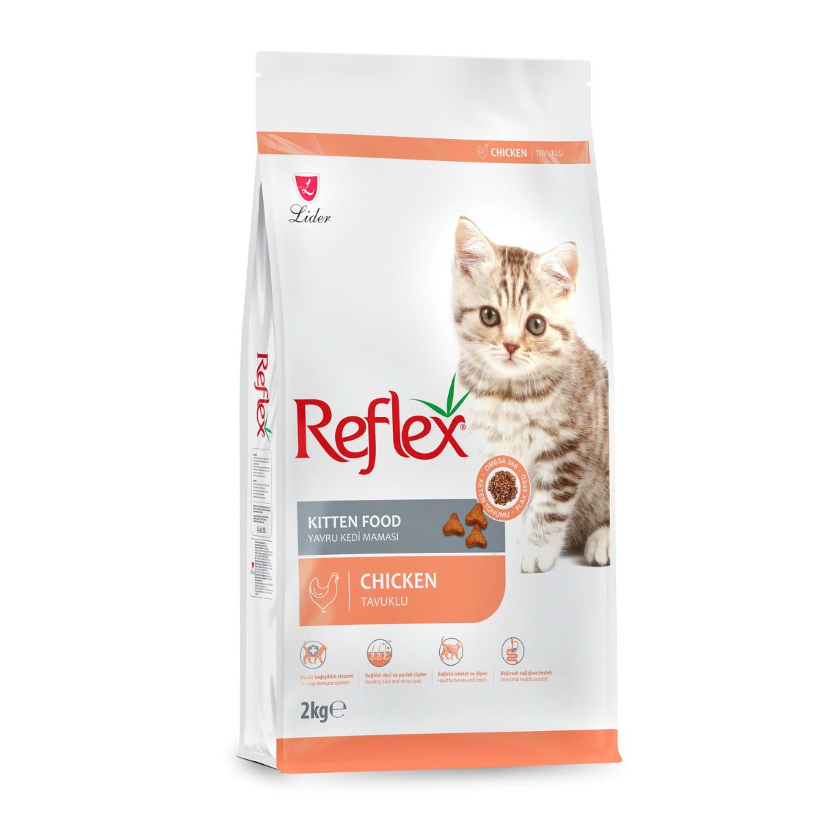 Thức ăn hạt cho mèo con Reflex Kitten Food vị Gà và Gạo phát triển toàn diện - Túi 2kg