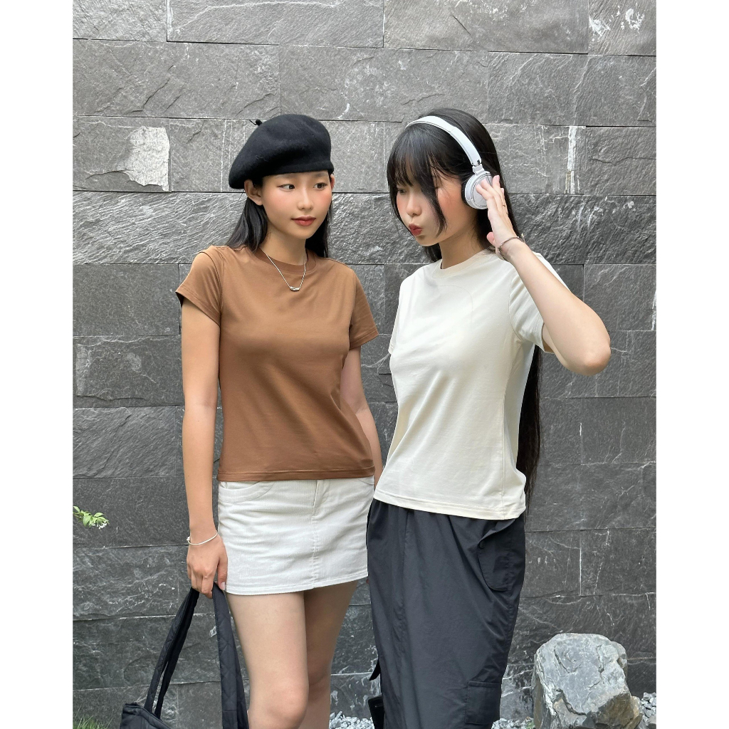 Áo thun baby tee trơn ABT01 Miucho vải cotton cổ tròn in basic_thumbnail_4