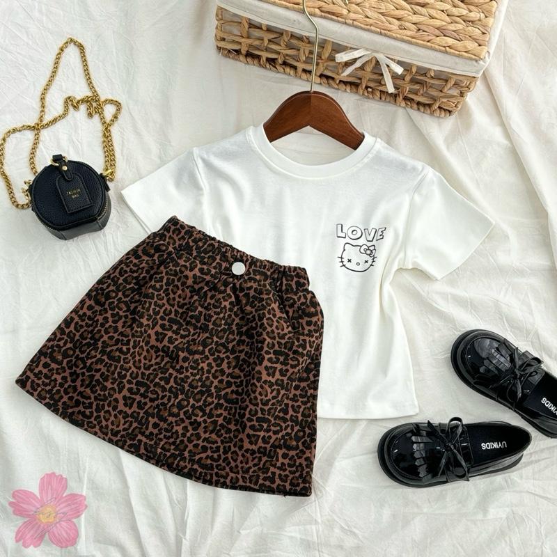 (S13) Set Thun Kèm Chân Váy Chữ da beo siêu Đáng Yêu Mẫu Mới QCCC Hè 2025 Dành Cho Bé Gái Nhí sét  váy  cho  bé  gái_thumbnail_1
