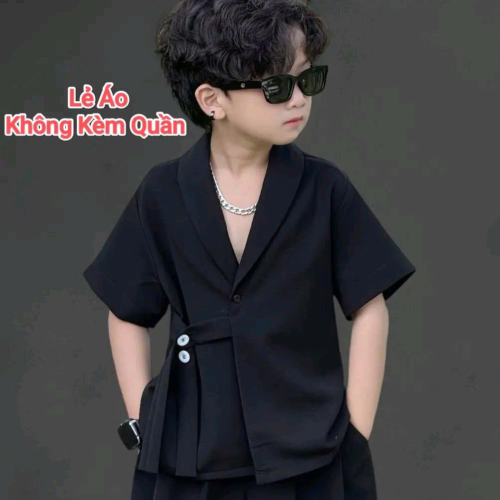Áo Đen Cổ Sam Dày Dặn,  Quần Suông Đen Đai Bằng Cho Bé Trai._thumbnail_12