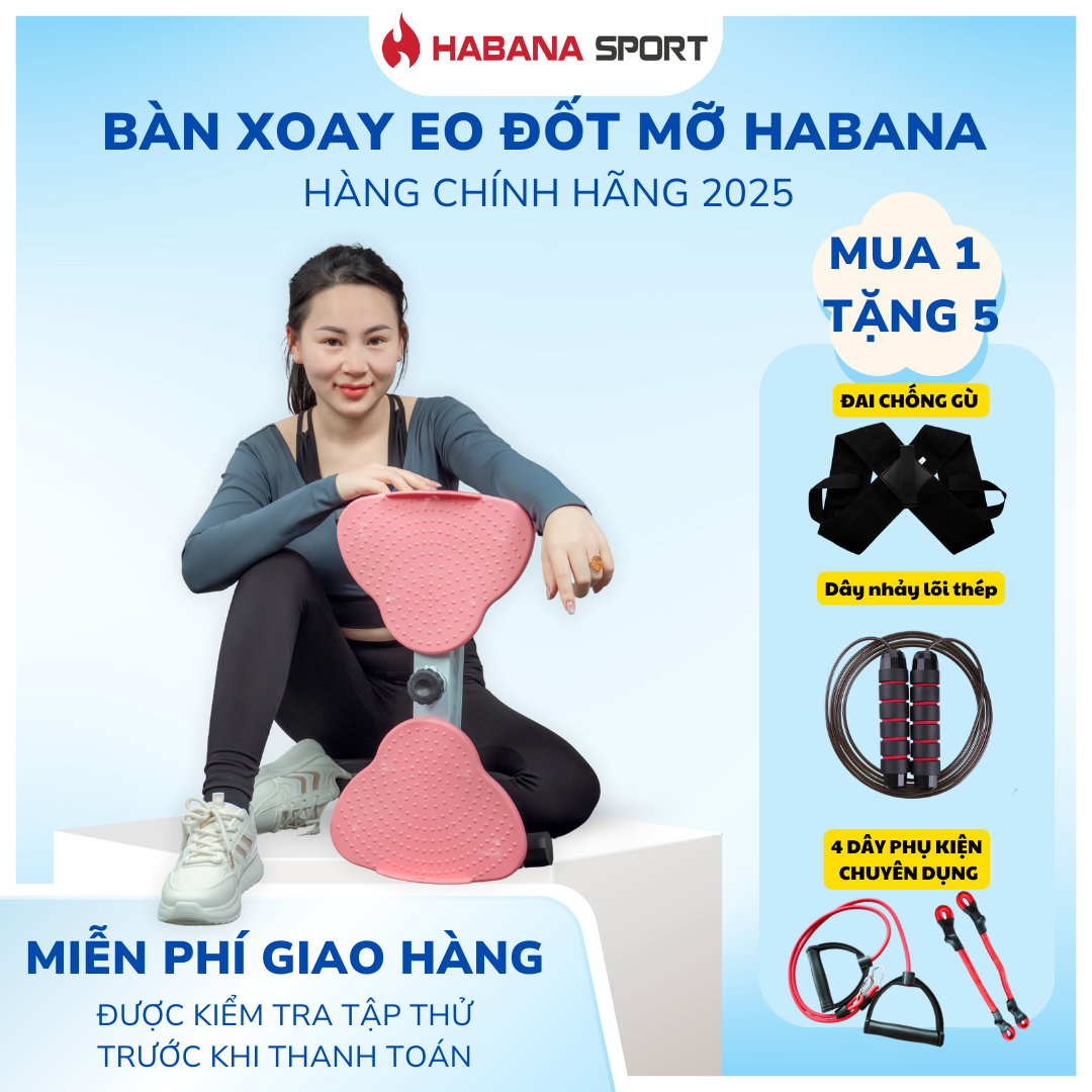 Bàn Xoay Eo Đốt Mỡ Habana Sport [ Kèm Bộ Phụ Kiện Chuyên Dụng] + Đai Chống Gù)