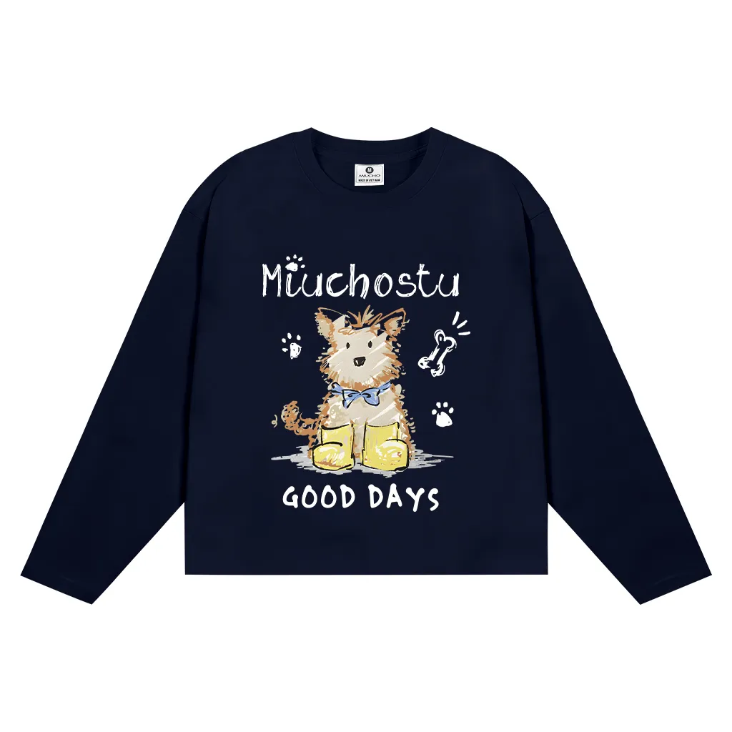 Áo thun tay dài form boxy Miucho vải cotton dày dặn thoáng mát Good days in mix 2800_thumbnail_11