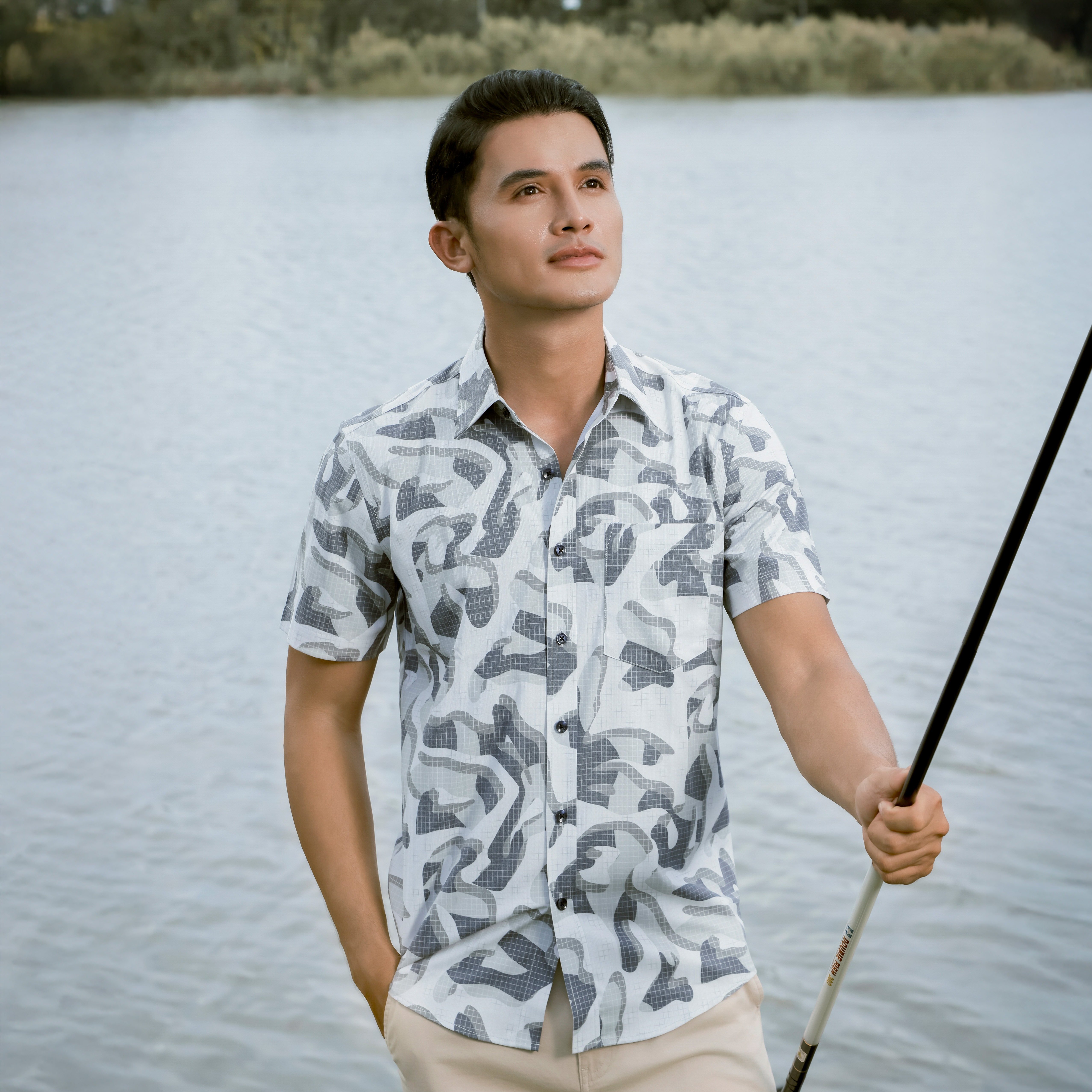 Áo Sơ Mi Kaka Hoạ Tiết Vạt Tôm