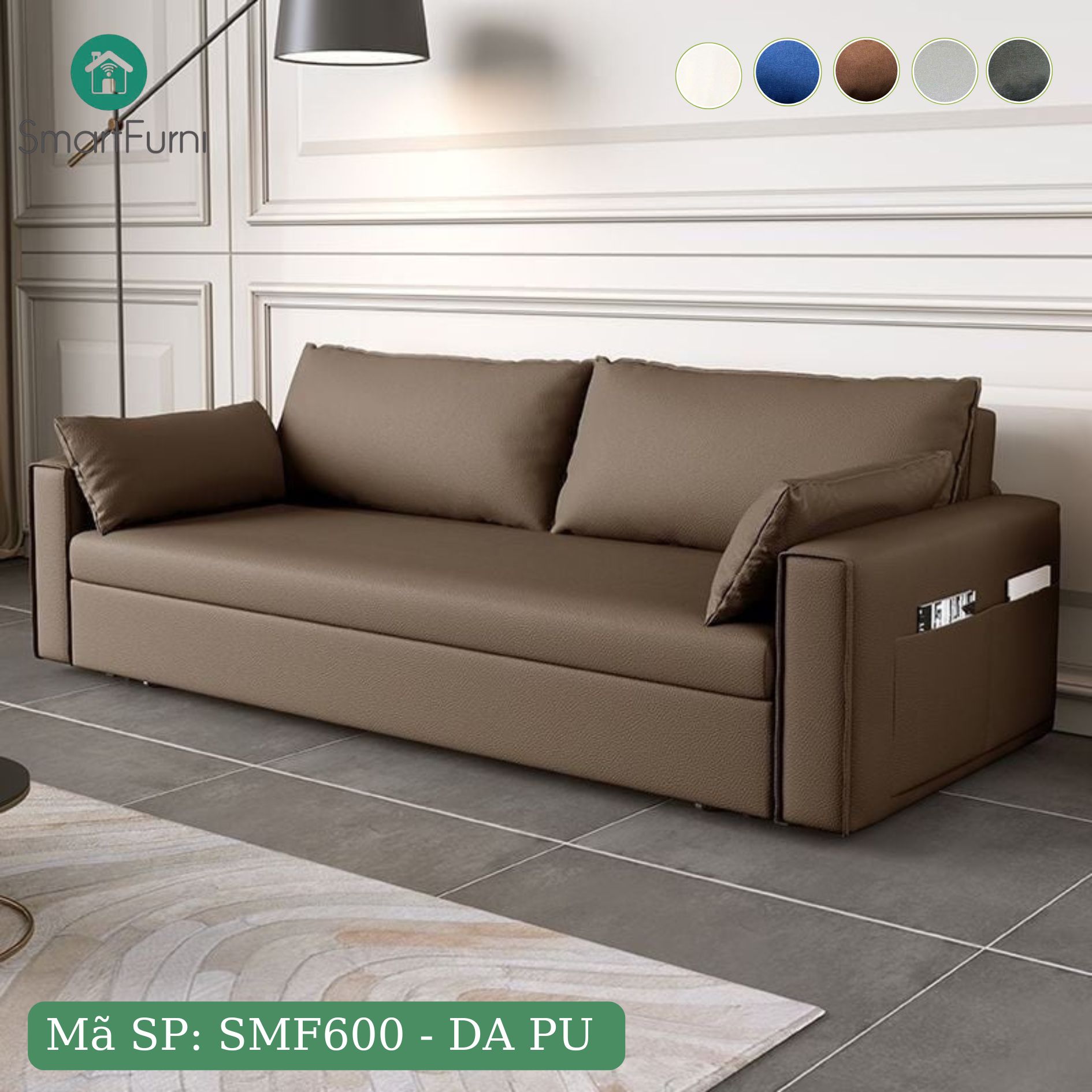 Giường Sofa đa năng SmartFurni SMF600 - Da PU cao cấp - Nhiều Size, Xám đậm_thumbnail_16
