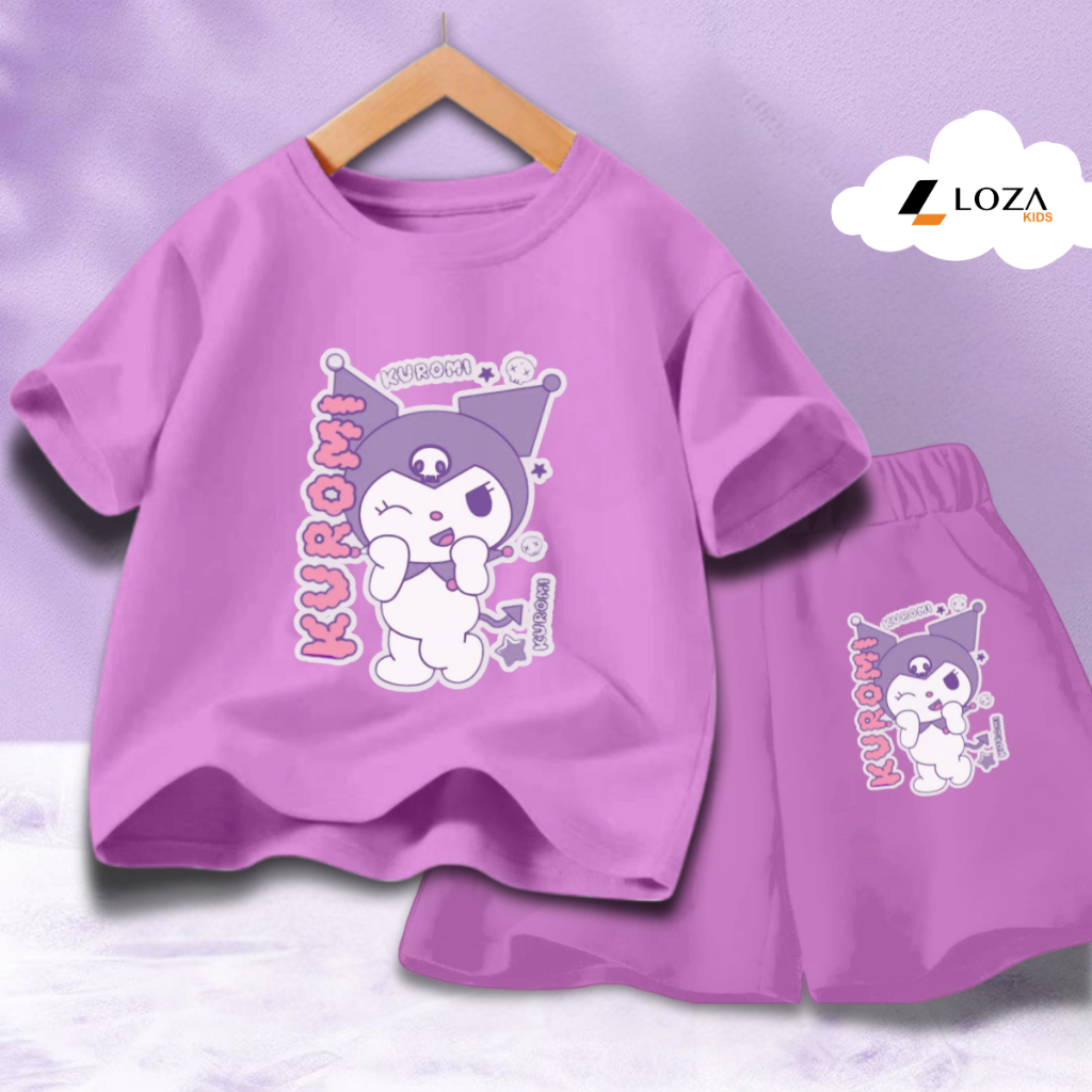 Bộ đồ  bé gái in hình Kuromi chữ dọc -  Loza Kids SB307_thumbnail_1