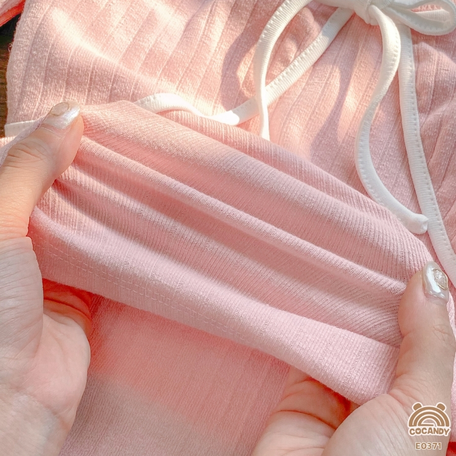 Áo dài HỒNG phối viền TRẮNG thắt nơ_thumbnail_4