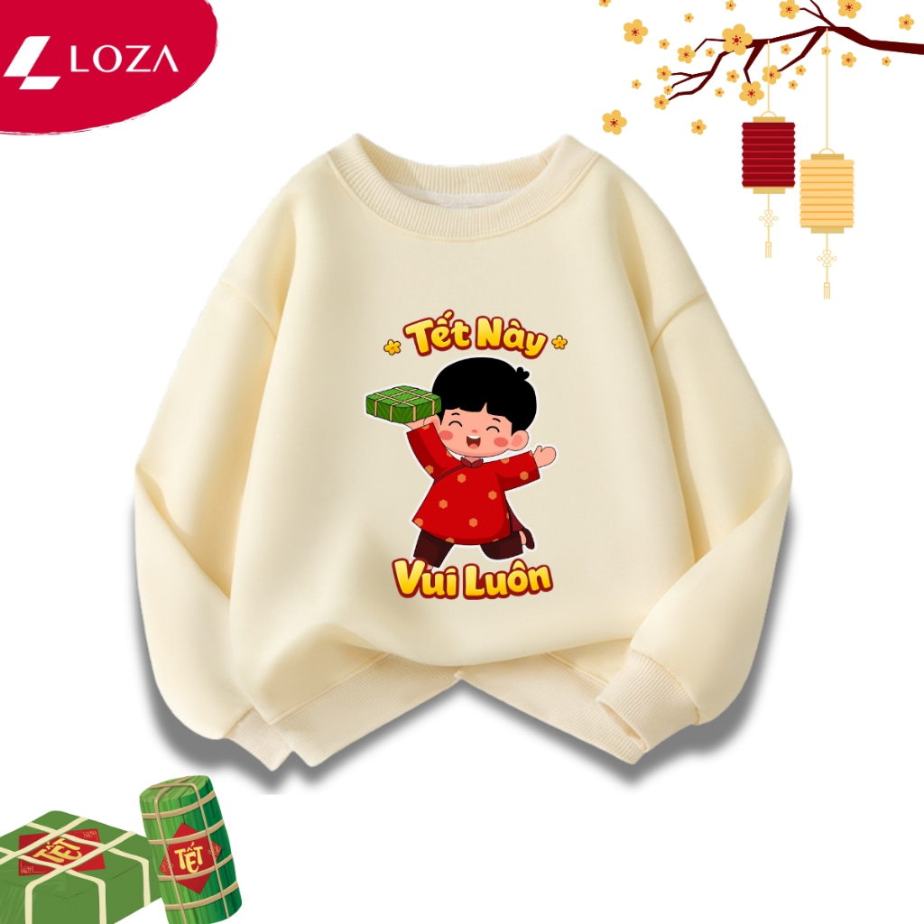 Áo nỉ sweater bé trai, bé gái hình 'Tết này vui luôn'- Loza Kids IN024_thumbnail_1