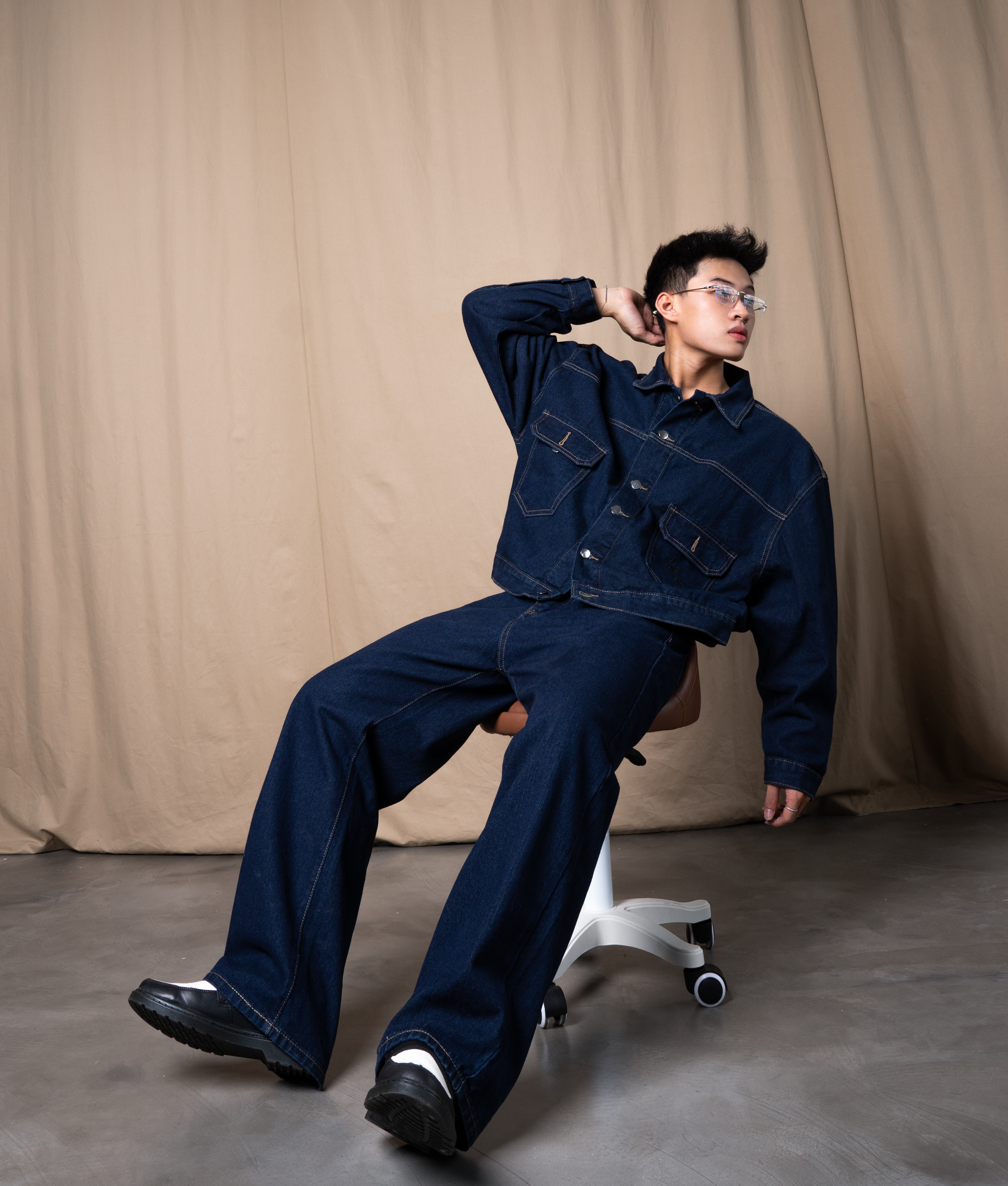 ( TẶNG ÁO BODY ) Set phối quần dài jean và khoác jean DOLEXTRA ngầu đét, cùng màu, cùng chất_thumbnail_4