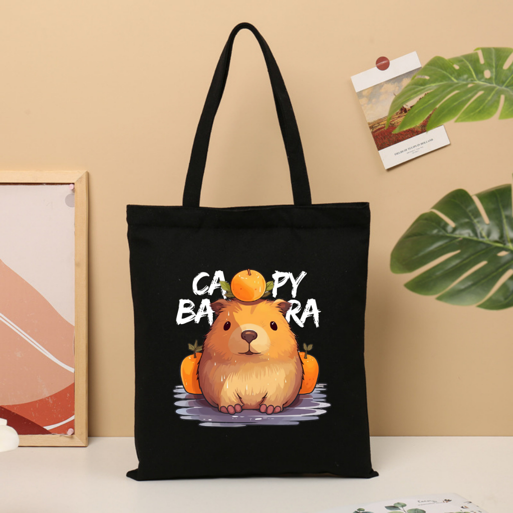 Túi tote vải canvas hình Gấu, Capybara có khoá kéo và ngăn phụ, đi học đi chơi - 𝐖𝐞 𝐓𝐞𝐞 TOTE02_thumbnail_8