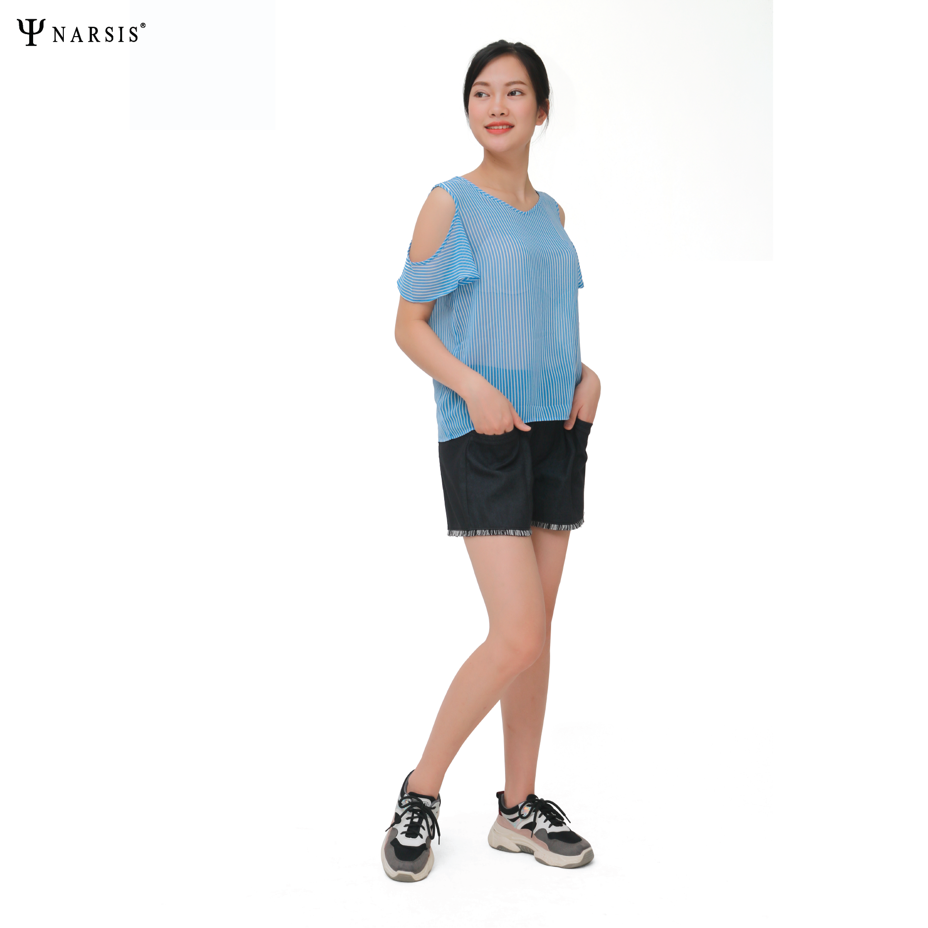 ÁO KIỂU NỮ L9016 NARSIS CHẤT LIỆU THOÁNG MÁT, DỄ CHỊU, THOẢI MÁI CẢ NGÀY, DỄ VẬN ĐỘNG_thumbnail_2