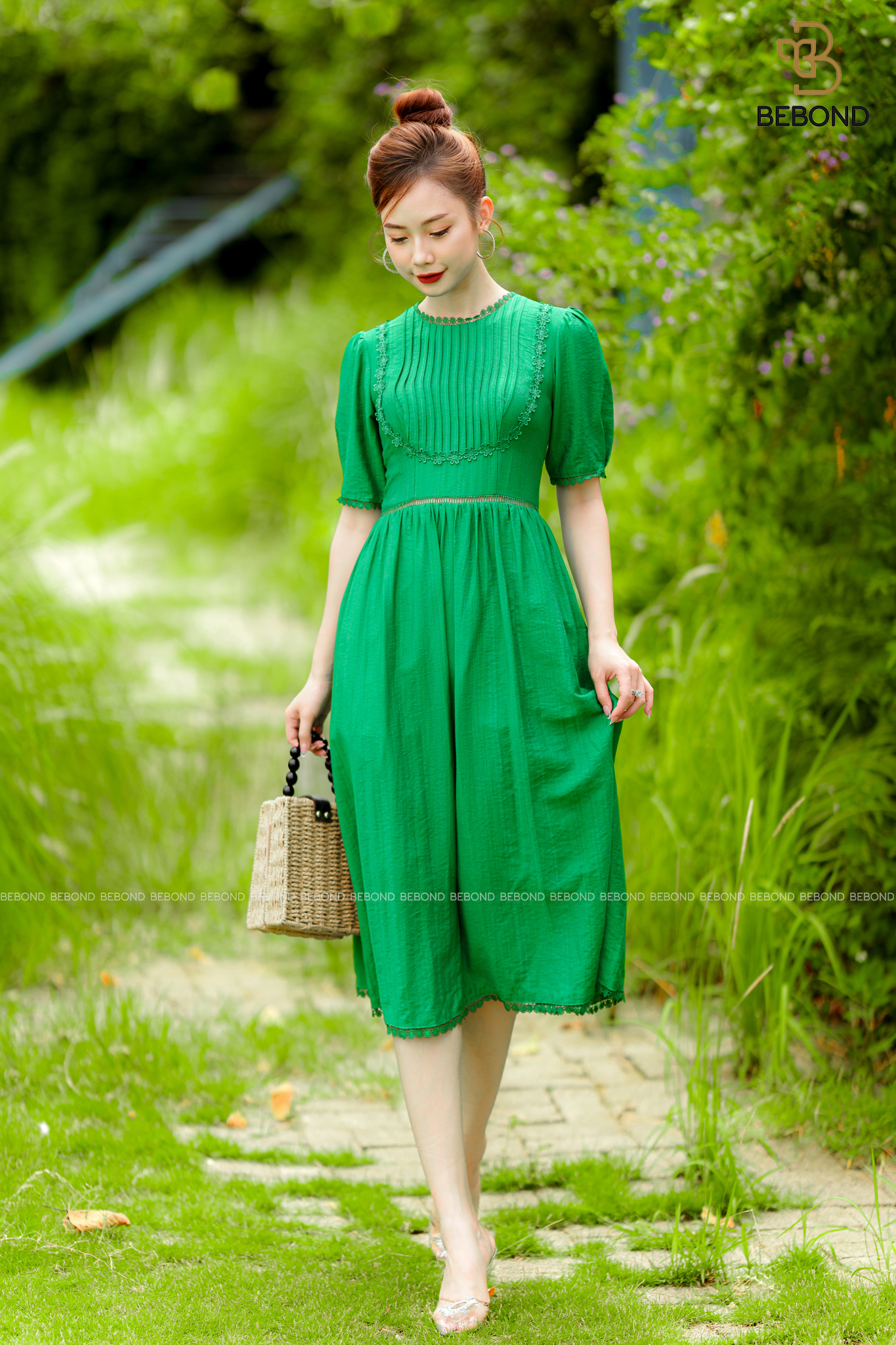 Đầm đũi XANH LÁ phối ren - Alice Dress_thumbnail_0