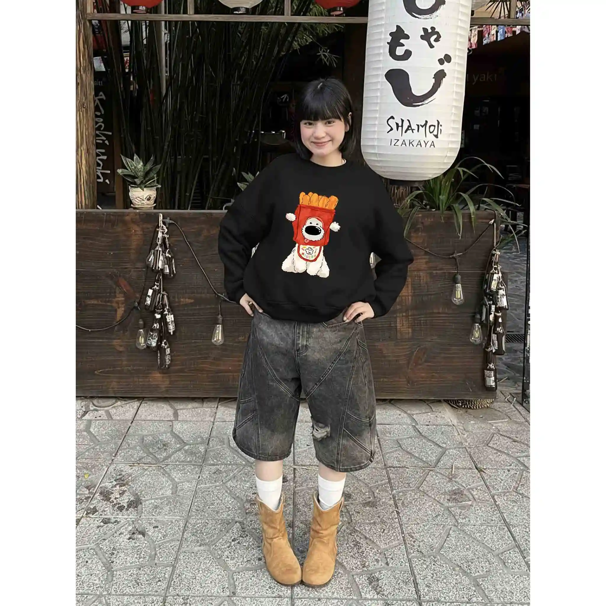 Áo Sweater boxy Miucho nỉ 2 da thoáng mát dày dặn cổ tròn đủ size hình cún in mix 2793_thumbnail_2