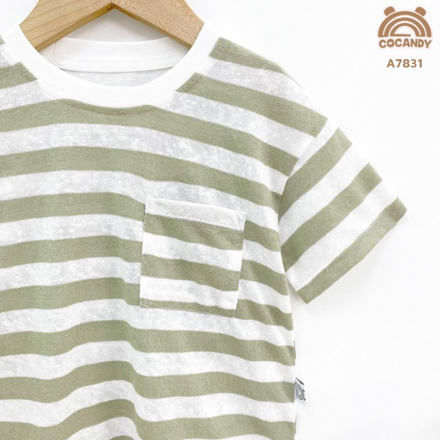 Áo cộc kẻ XANH RÊU phối túi ngực_thumbnail_4