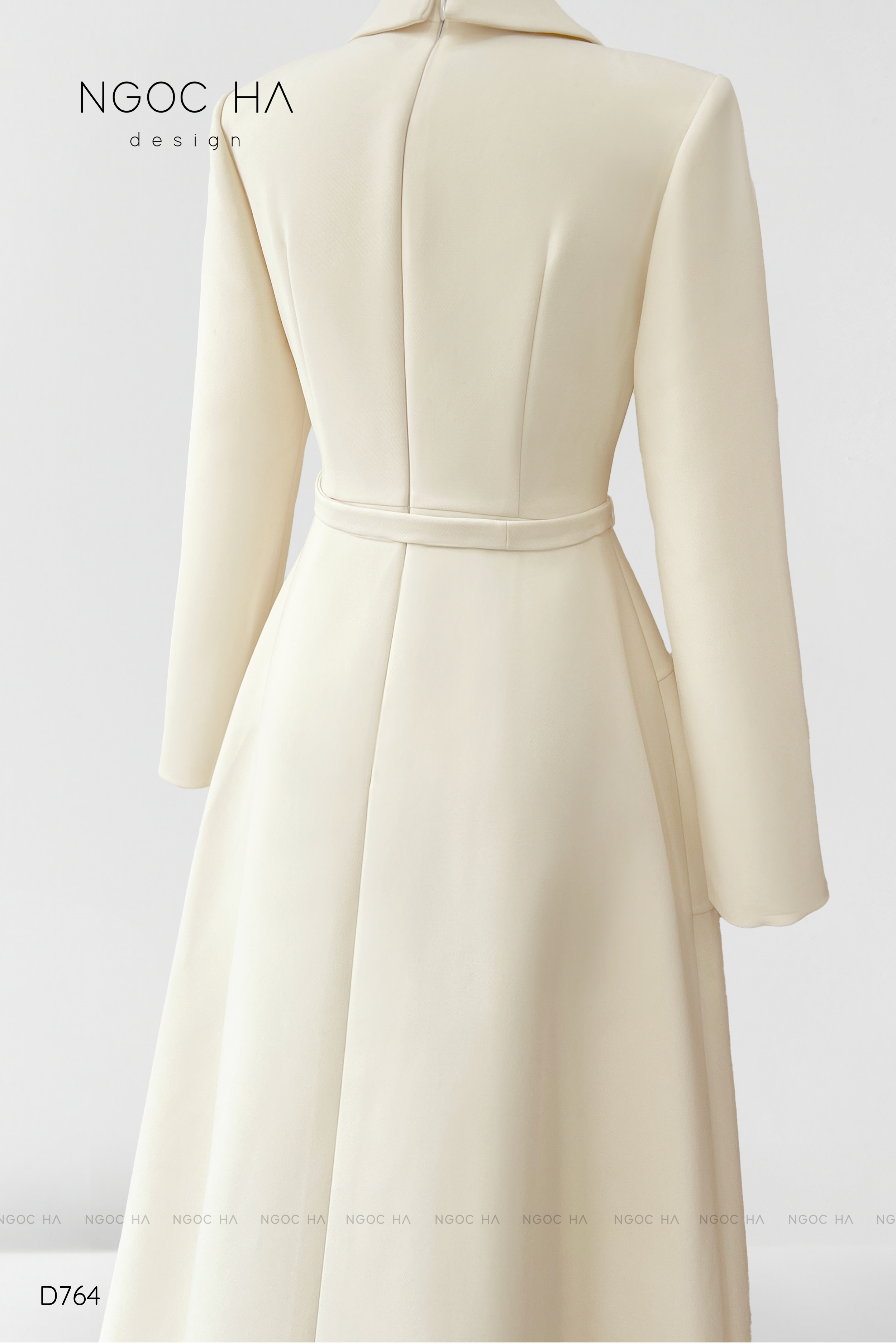 Cannes Dress_Đầm Vest Tay Dài Đính Hoa Màu Kem D764_thumbnail_2