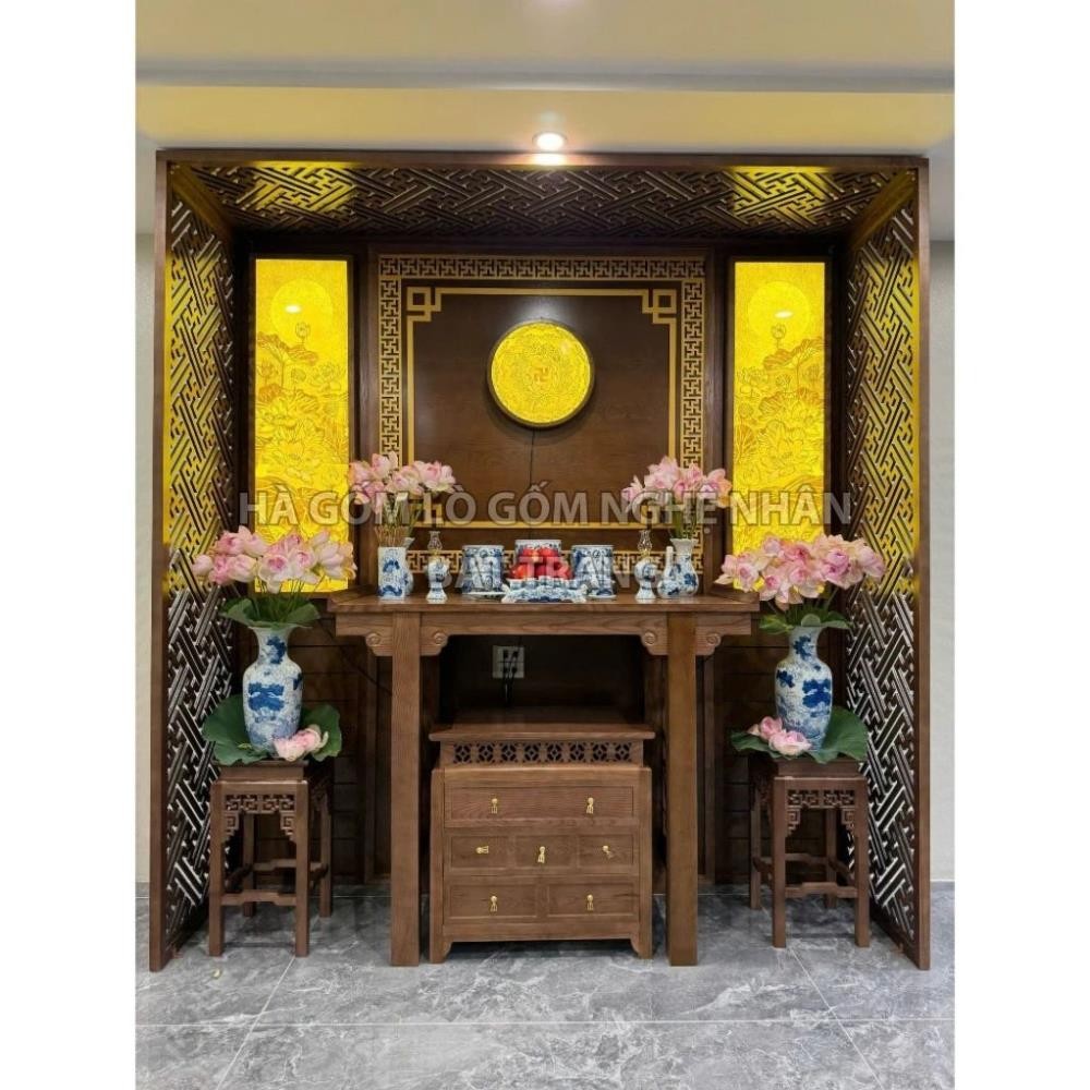 HG353 Đồ Thờ Cúng Bộ 28 món ban thờ 1M55 men lam nghệ nhân Bát Tràng chế tác TẶNG Thất Bảo, Tro Nếp_thumbnail_7