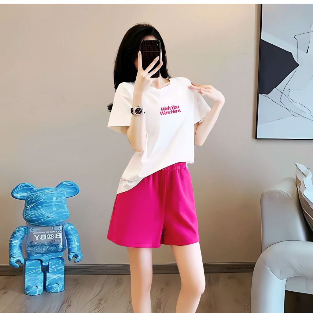 Đồ bộ nữ mùa hè gồm áo thun form rộng và quần đùi cotton - Set đồ nữ thời trang -  LOZA G0288_thumbnail_3