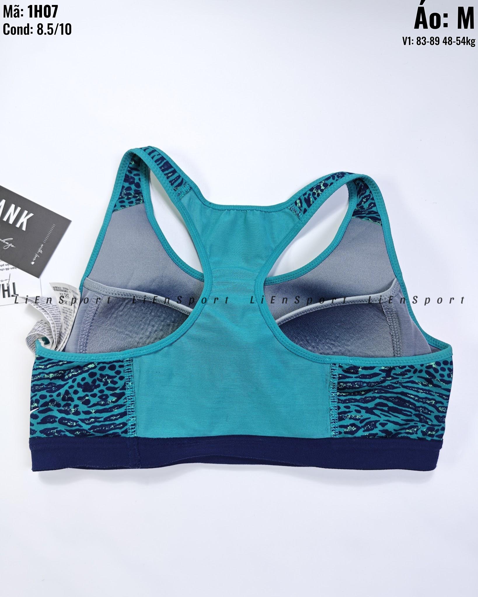 Nike Áo bra thể thao Nữ Size M Xanh ngọc bích họa tiết da báo Auth 2nd Lưng chữ X Dây vai rộng Co giãn 4 chiều Thoáng khí Nâng đỡ tốt Phù hợp gym yoga chạy bộ Mã:1H07_thumbnail_3
