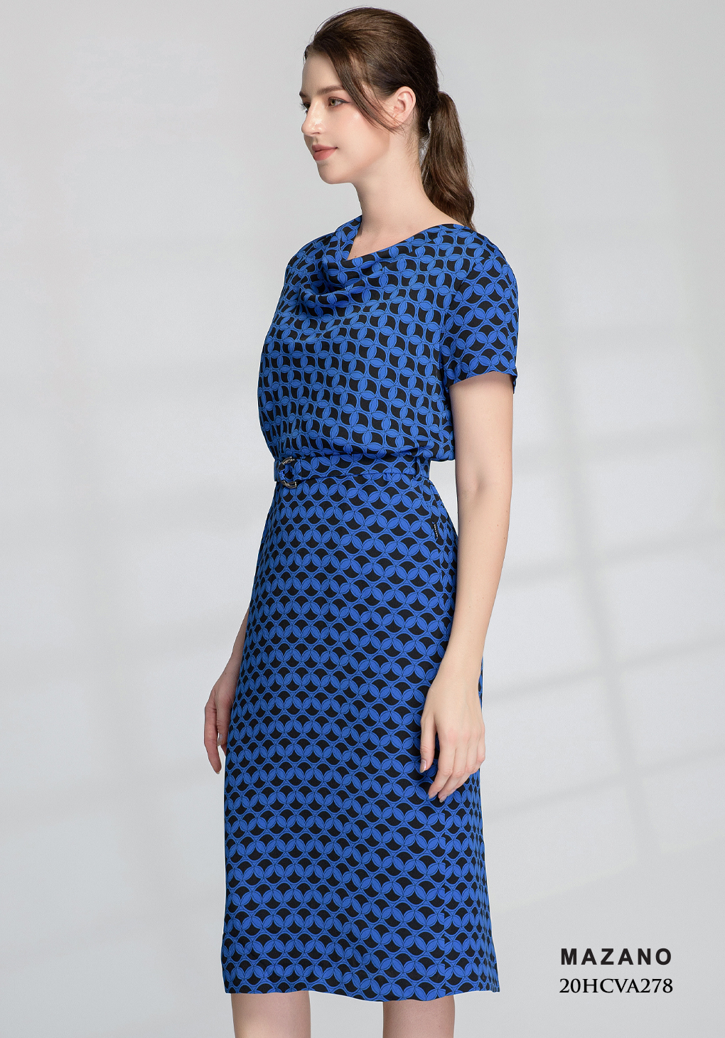 Đầm xanh họa tiết cổ đổ thắt đai_thumbnail_3