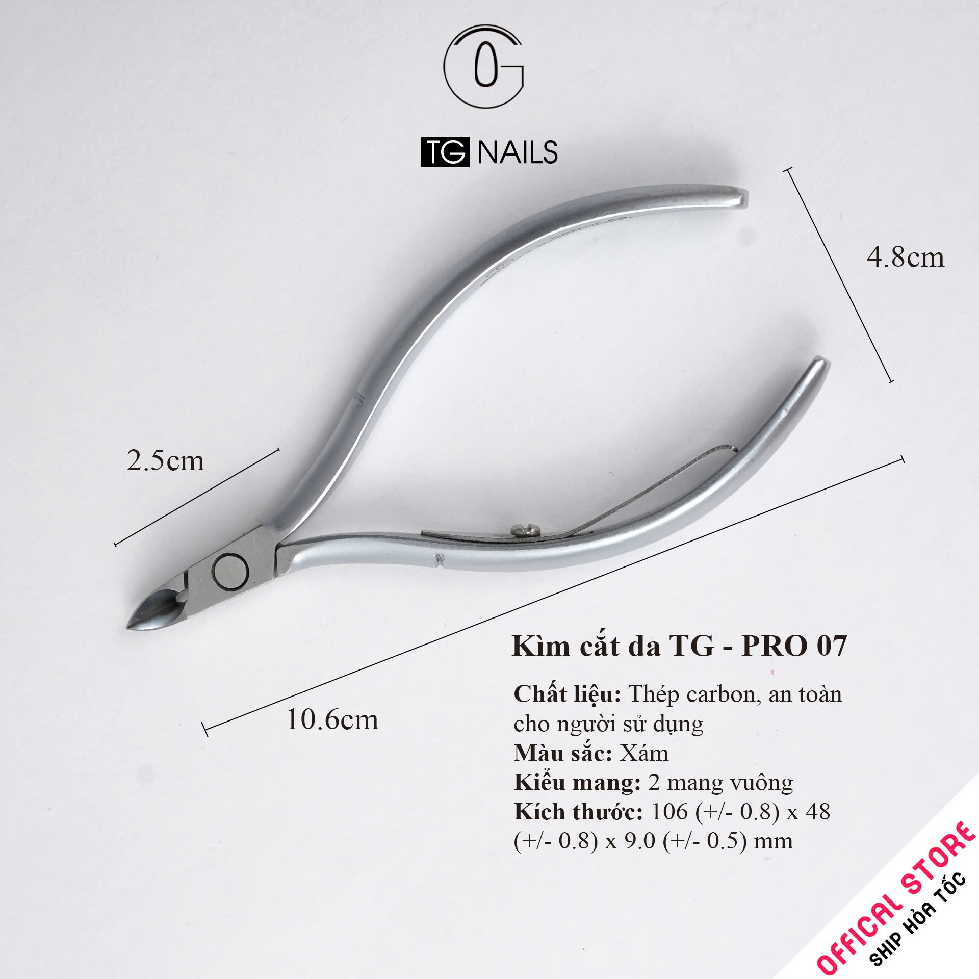 Kìm nhặt da inox TG PRO-08 mang bán nguyệt mũi 16