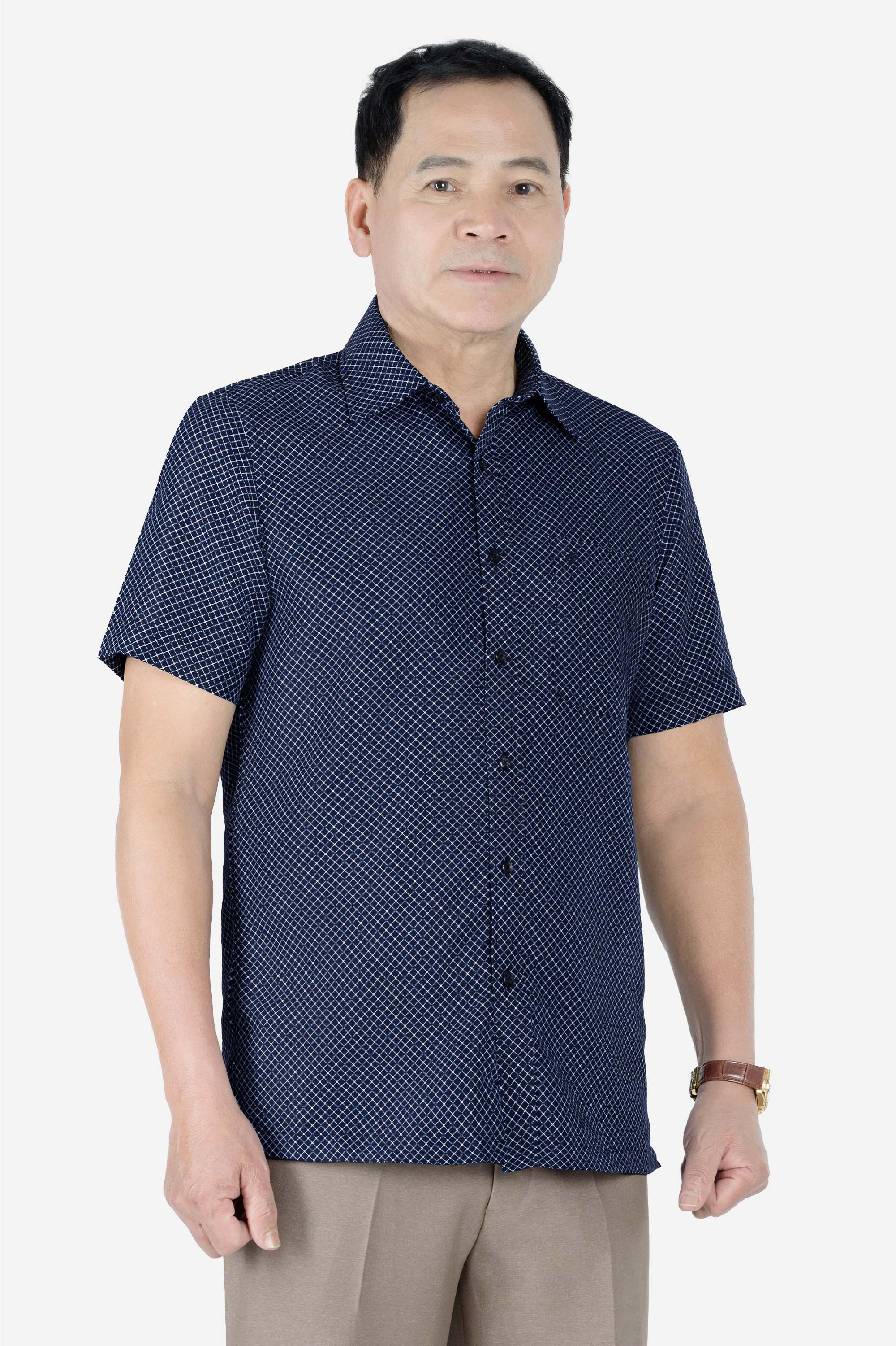 Sơ Mi Họa Tiết Nam Trung Niên ANCHI Chất Liệu Cotton Phom Suông Vạt Ngang Màu Cổ Vịt_thumbnail_9