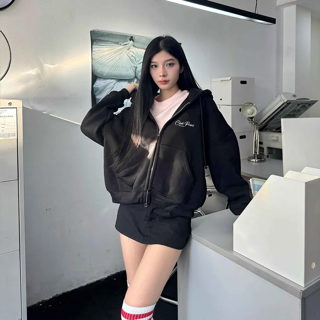 Áo khoác hoodie zip nam nữ Miucho nỉ 2 da dày dặn thoáng mát form boxy hot trend 2838_thumbnail_6