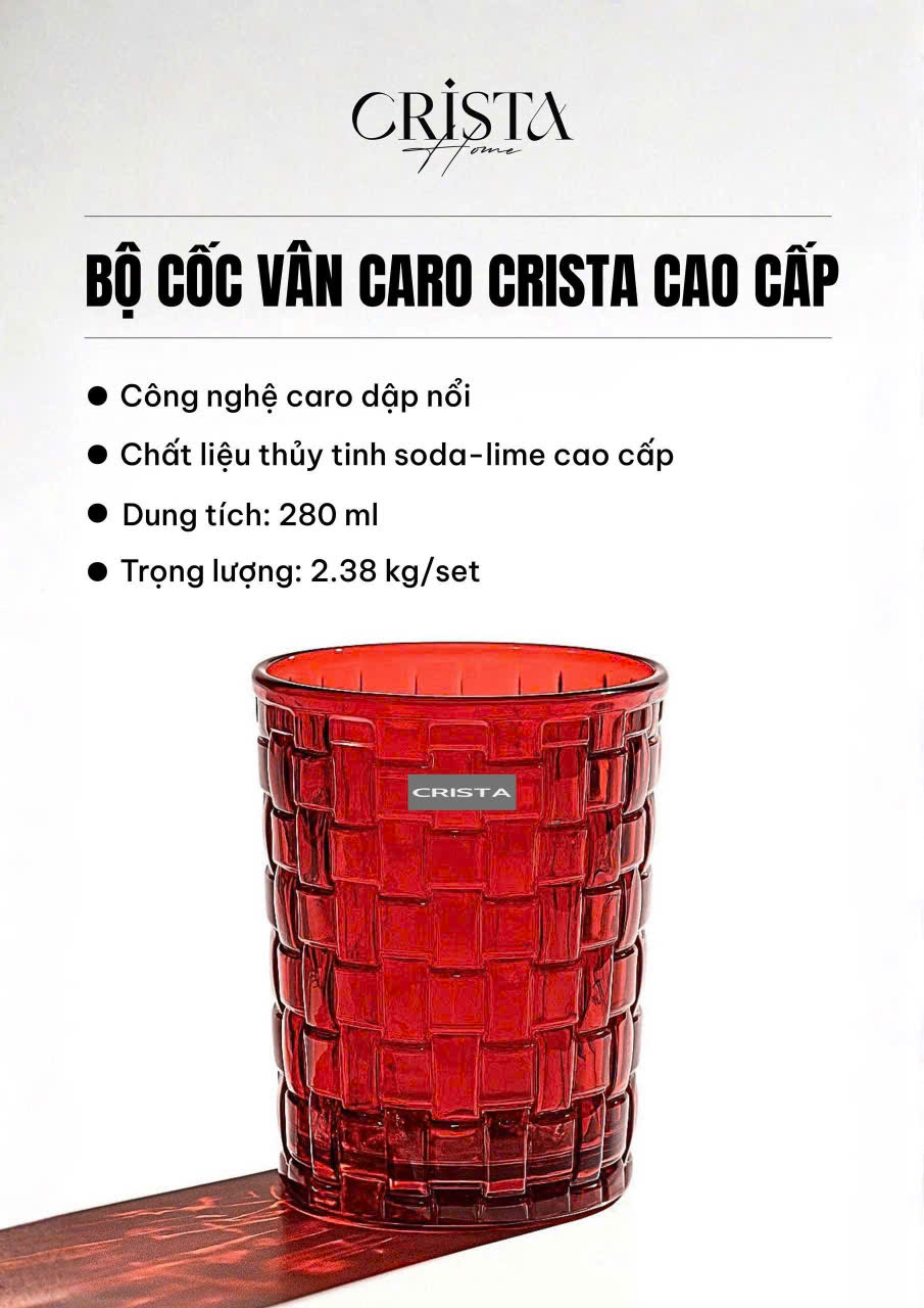 Bộ 6 cốc thủy CRISTA HOME tinh vân caro 280ml_thumbnail_20