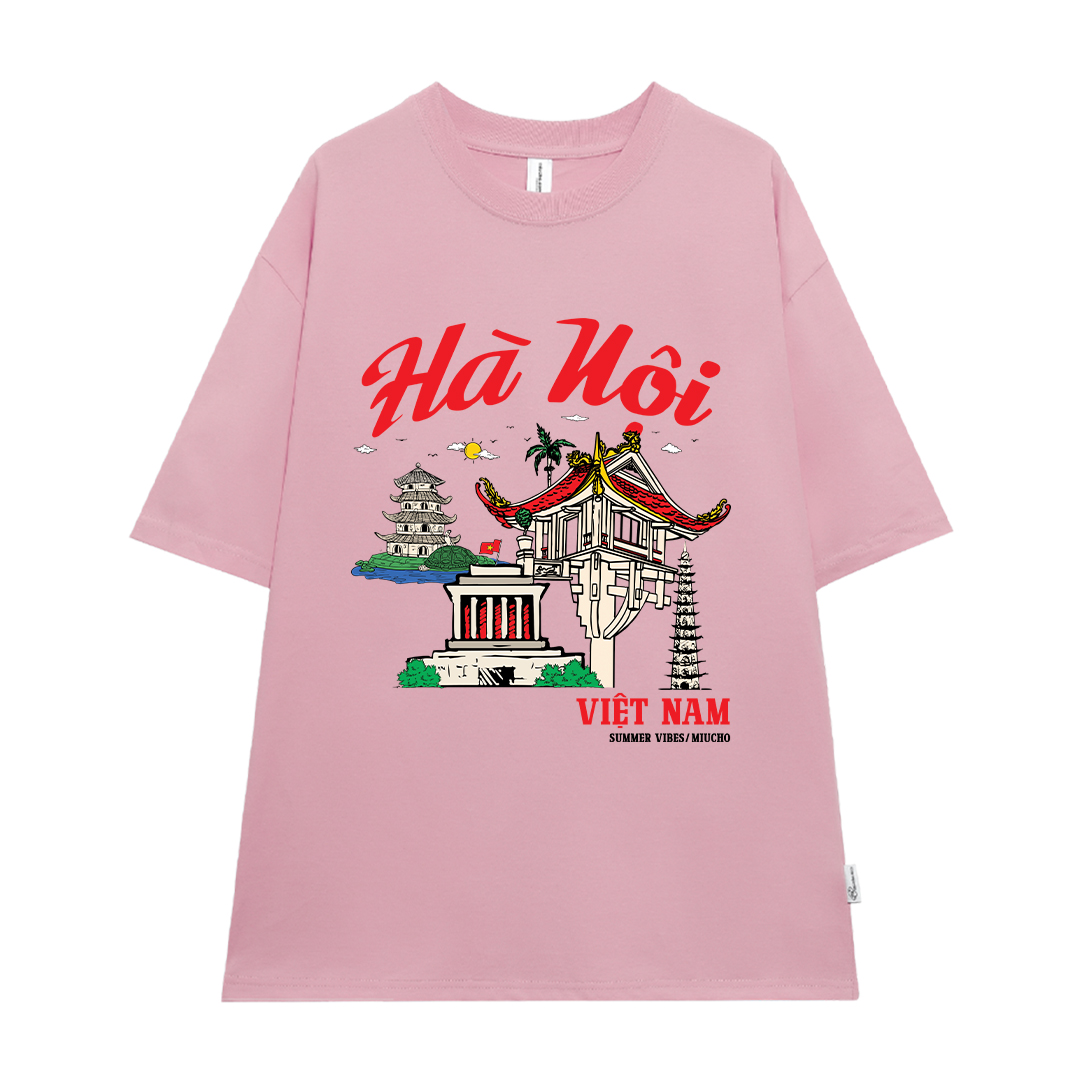 Áo thun du lịch Hà Nội ATD1264 Miucho vải cotton thoáng mát in mix_thumbnail_8