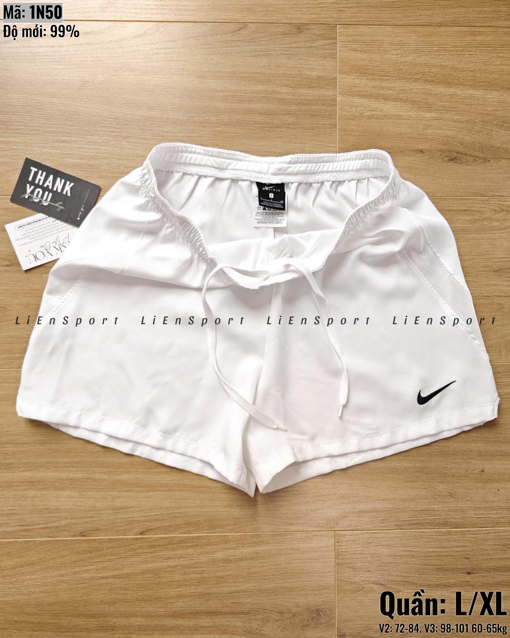 Nike Quần short thể thao Nữ Size L Trắng Auth 2nd Vải thun lạnh thoáng khí Cạp thun co giãn Mảng lưới hai bên Phù hợp tập gym yoga chạy bộ Mã:1N50