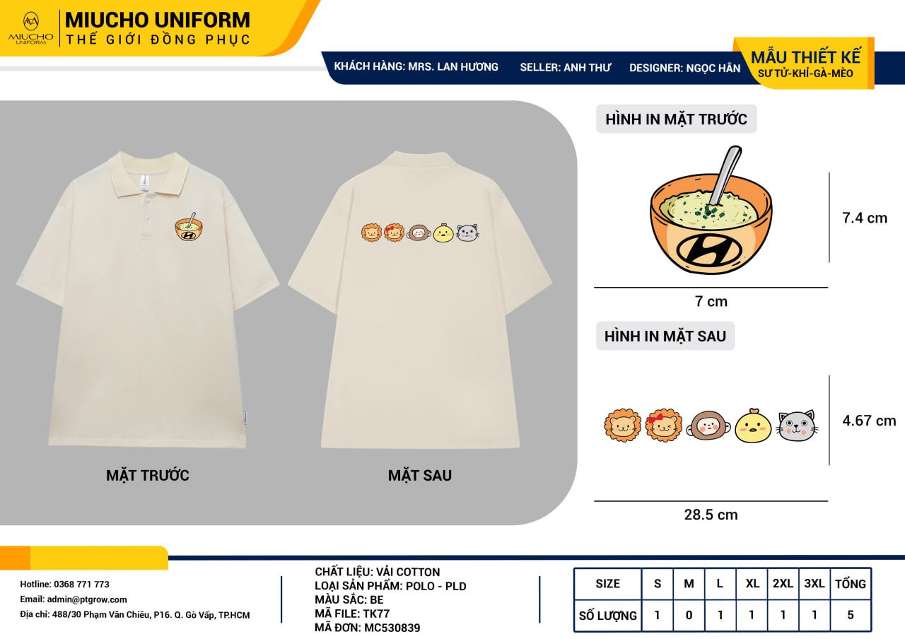 Áo thun thiết kế như yêu cầu TK77