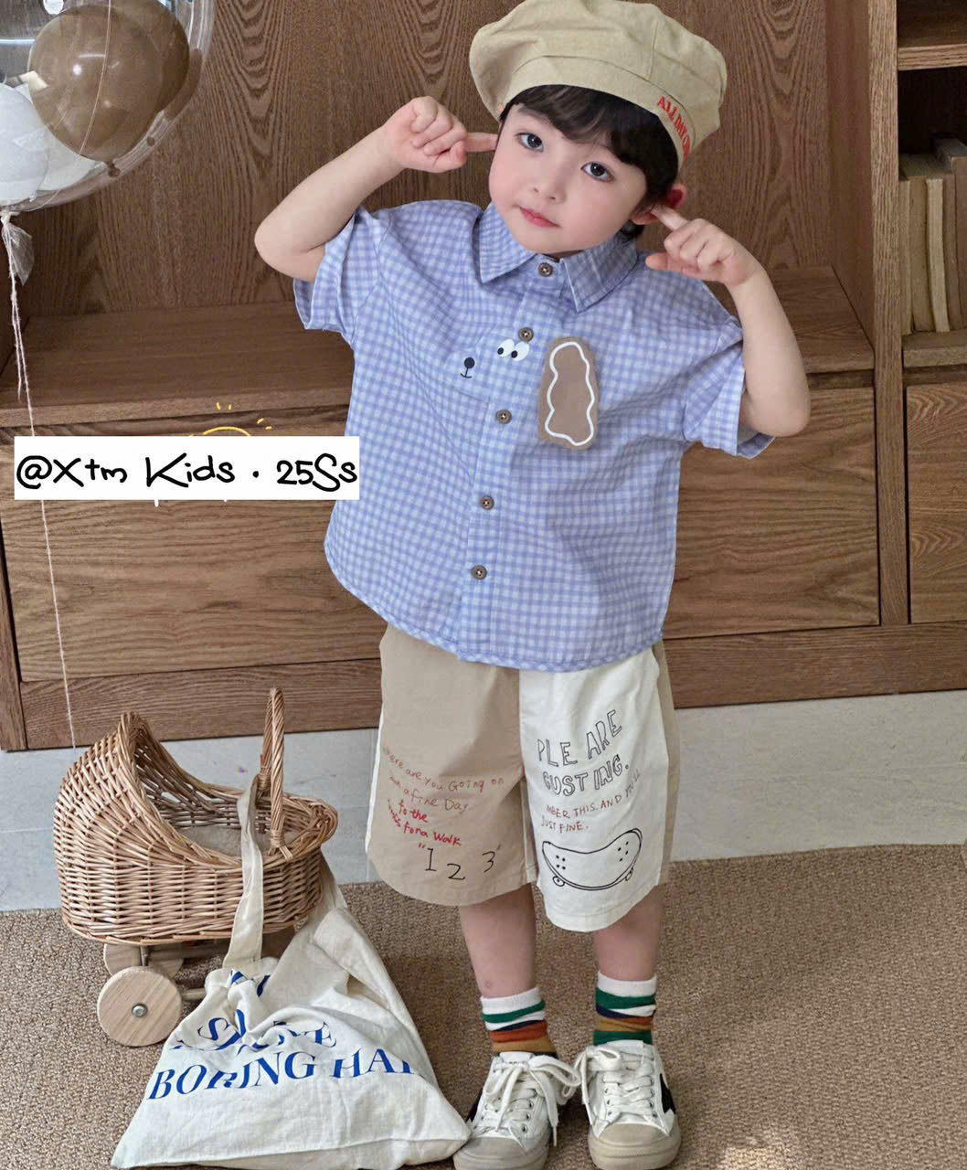 (A41) Áo sơ mi kẻ caro xanh thời trang bé trai hè 2025 QCCC_thumbnail_0