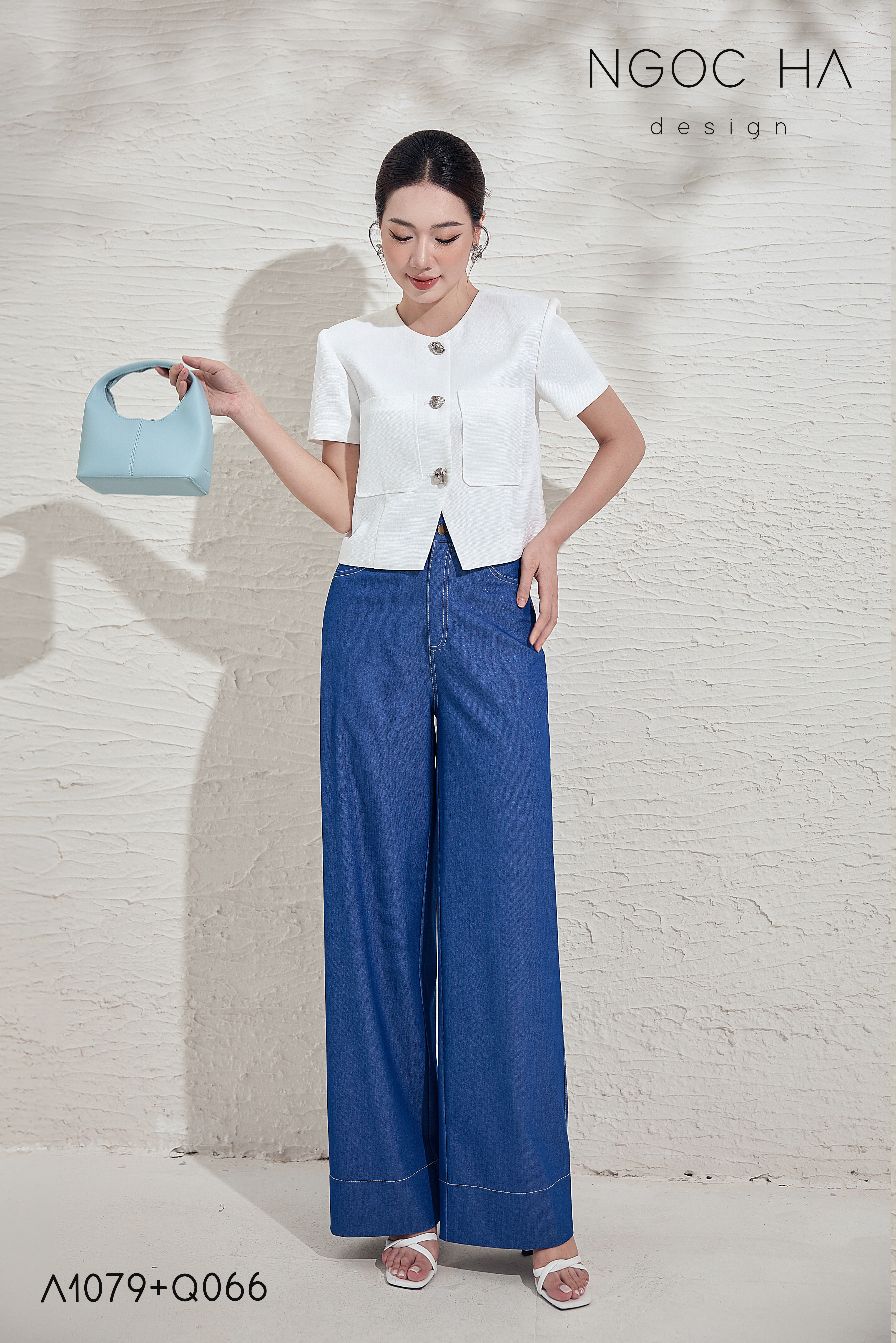 Kelly Pants_ Quần Bò Suông Màu Xanh Q066