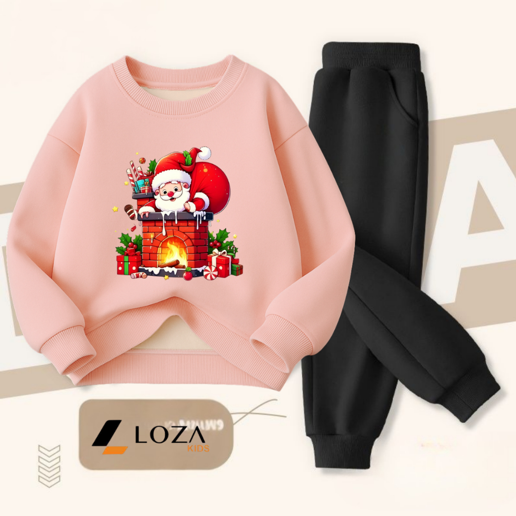 Set bộ nỉ bé gái, bé trai in hình Ông già Noel - Loza Kids BI490_thumbnail_3